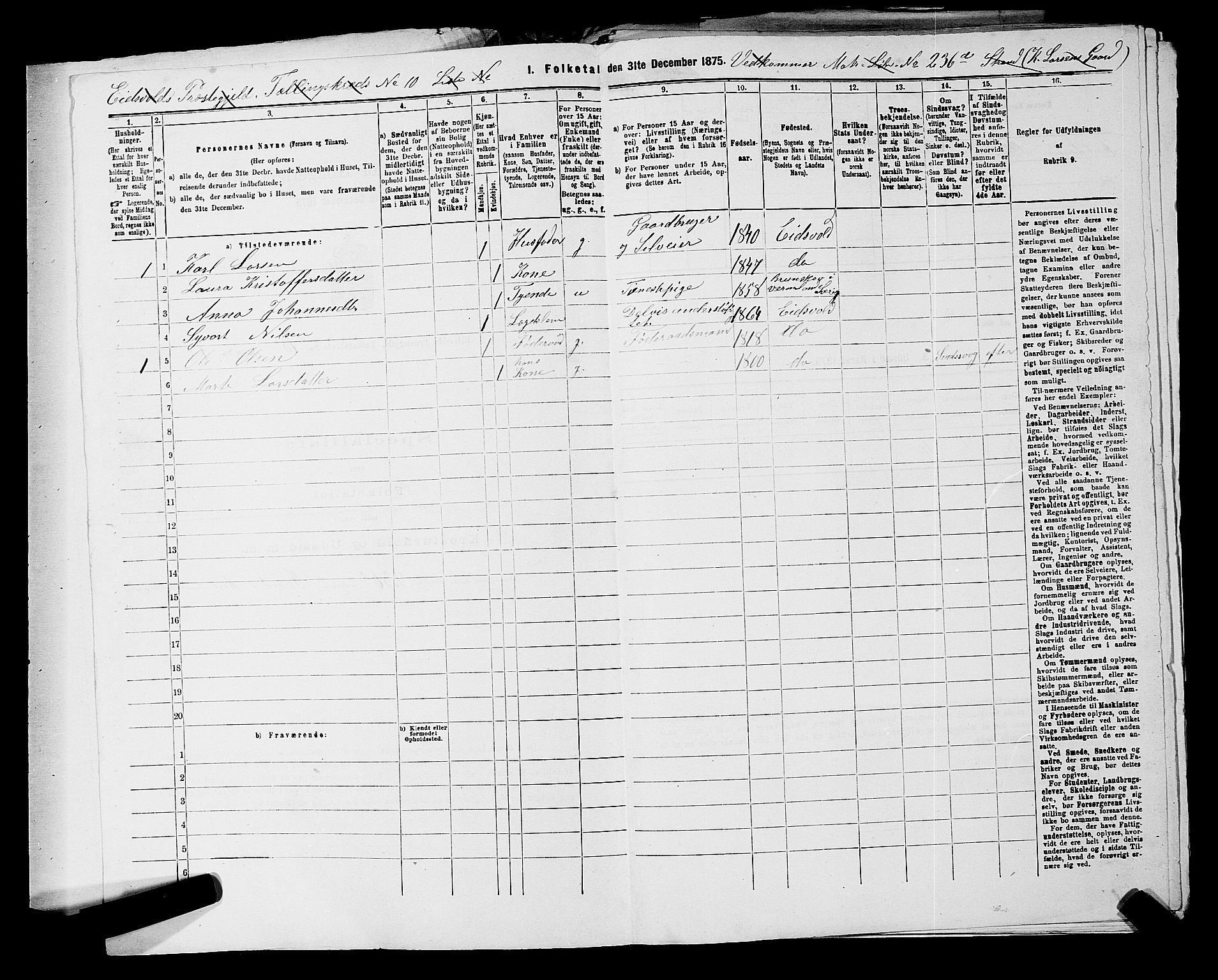 RA, 1875 census for 0237P Eidsvoll, 1875, p. 1460