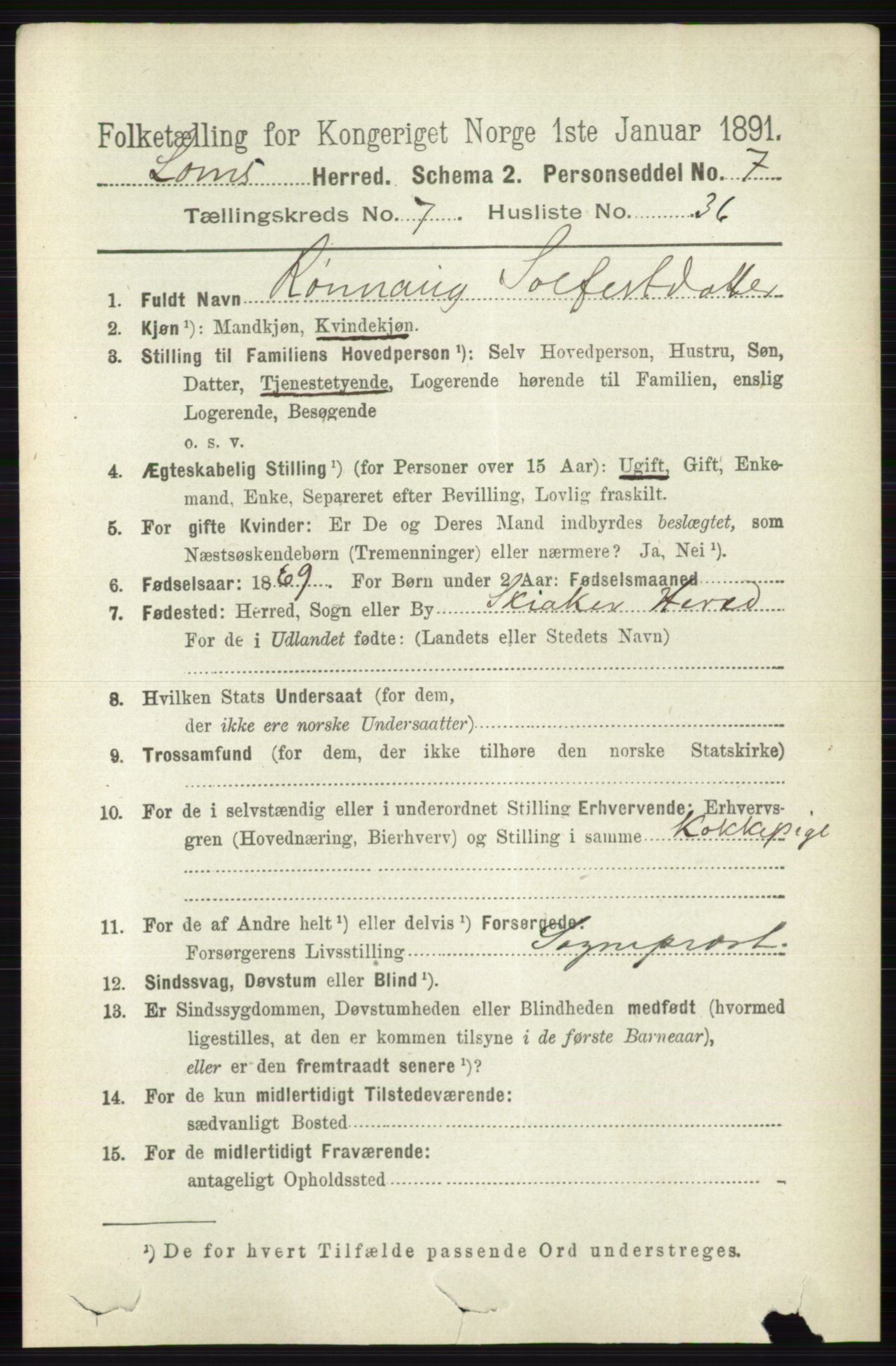 RA, 1891 census for 0514 Lom, 1891, p. 3037