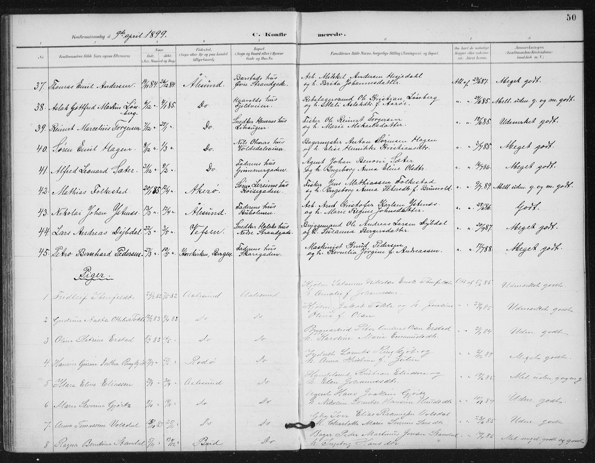 Ministerialprotokoller, klokkerbøker og fødselsregistre - Møre og Romsdal, AV/SAT-A-1454/529/L0457: Parish register (official) no. 529A07, 1894-1903, p. 50