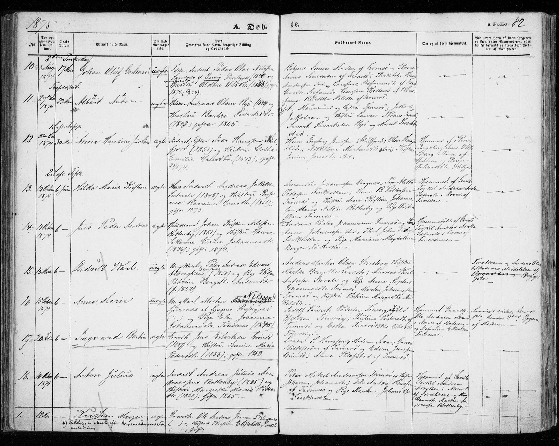 Tromsøysund sokneprestkontor, SATØ/S-1304/G/Ga/L0002kirke: Parish register (official) no. 2, 1867-1875, p. 82