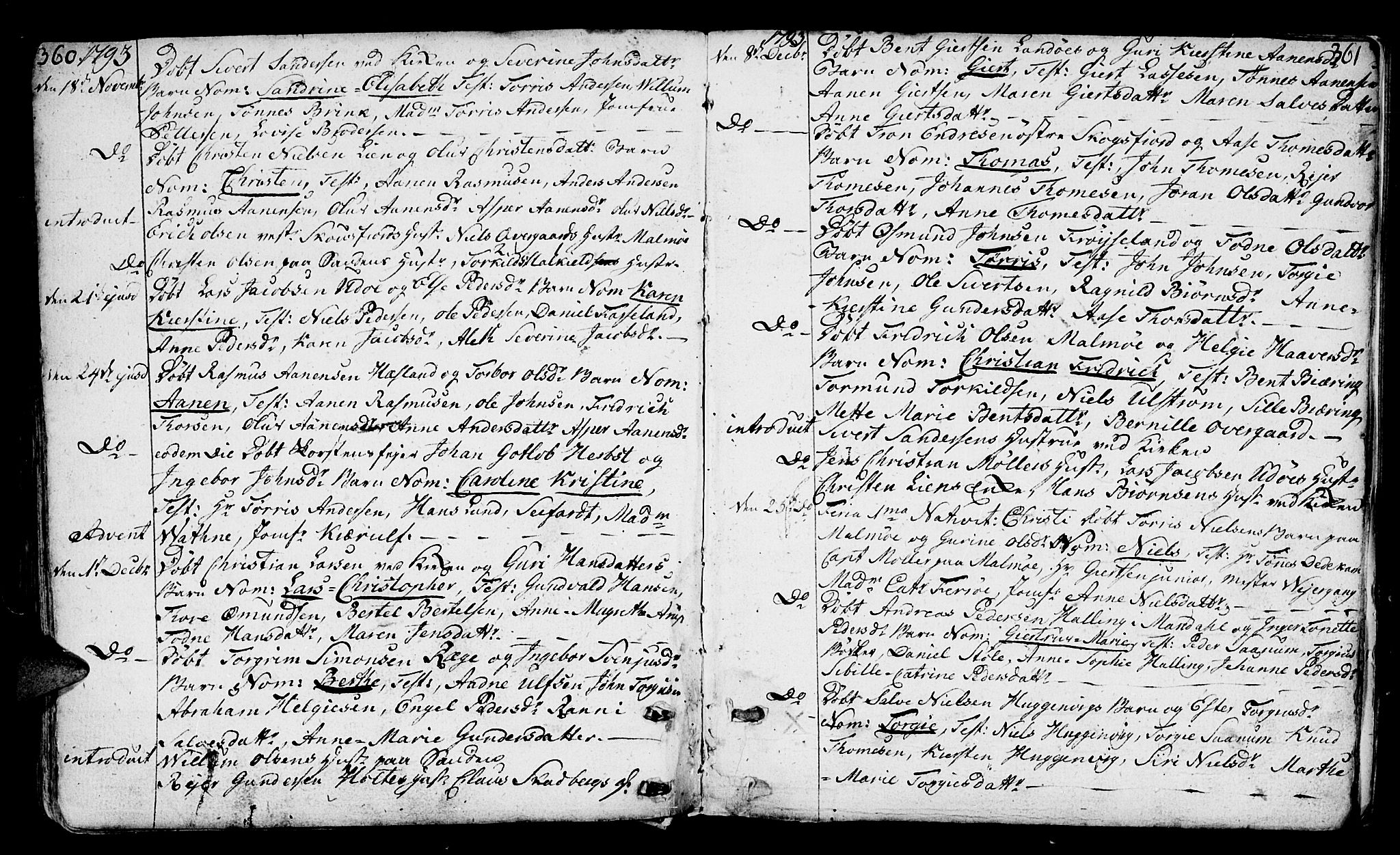 Mandal sokneprestkontor, SAK/1111-0030/F/Fa/Faa/L0003: Parish register (official) no. A 3, 1748-1794, p. 360-361