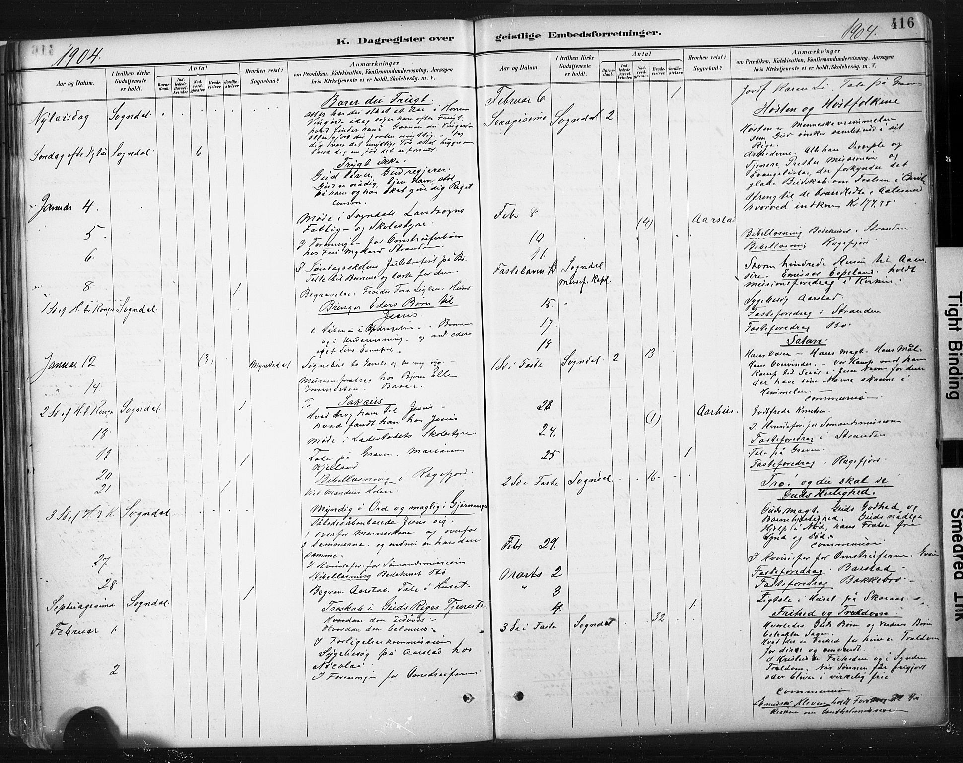 Sokndal sokneprestkontor, SAST/A-101808: Parish register (official) no. A 11.2, 1887-1905, p. 416