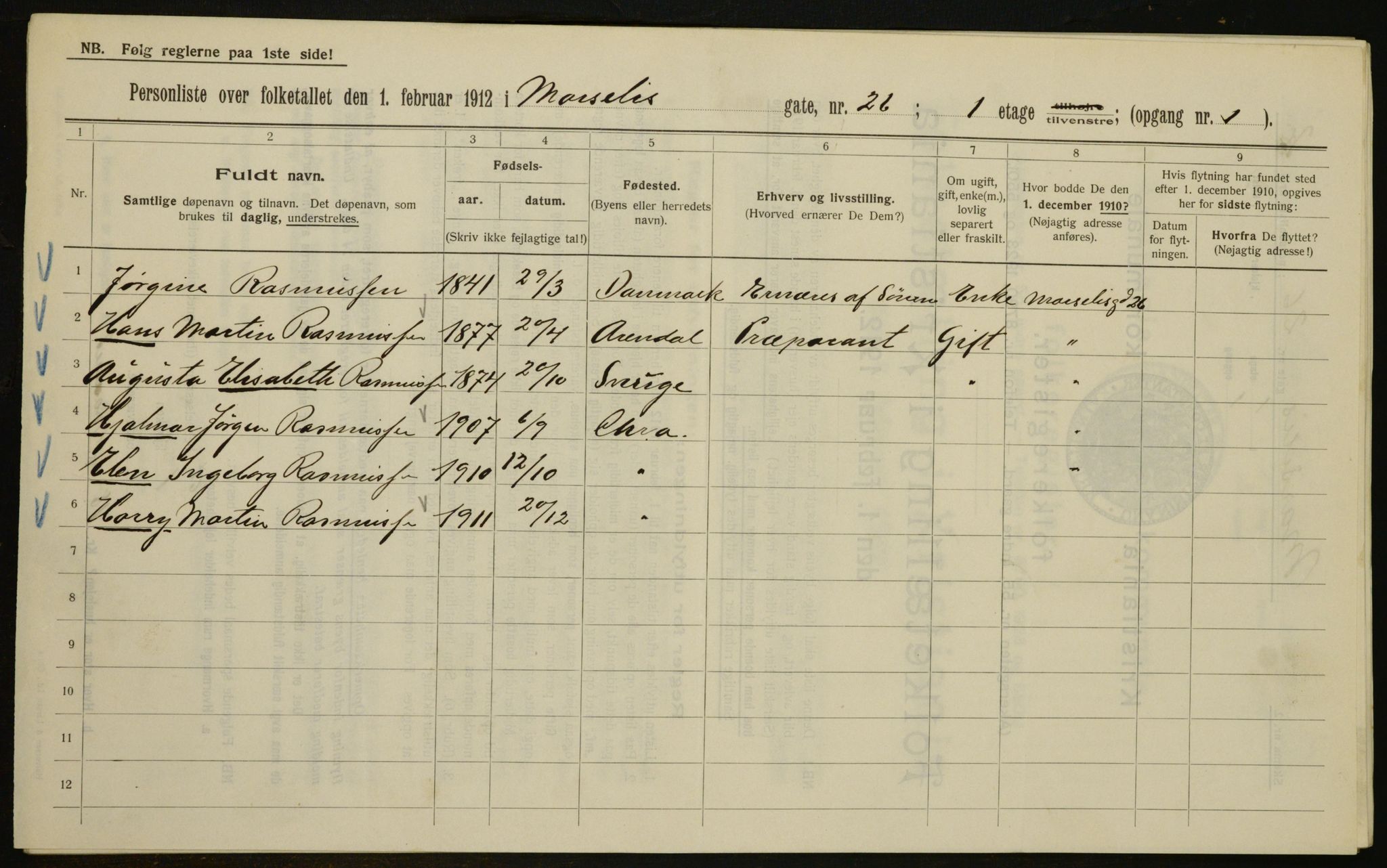 OBA, Municipal Census 1912 for Kristiania, 1912, p. 64872