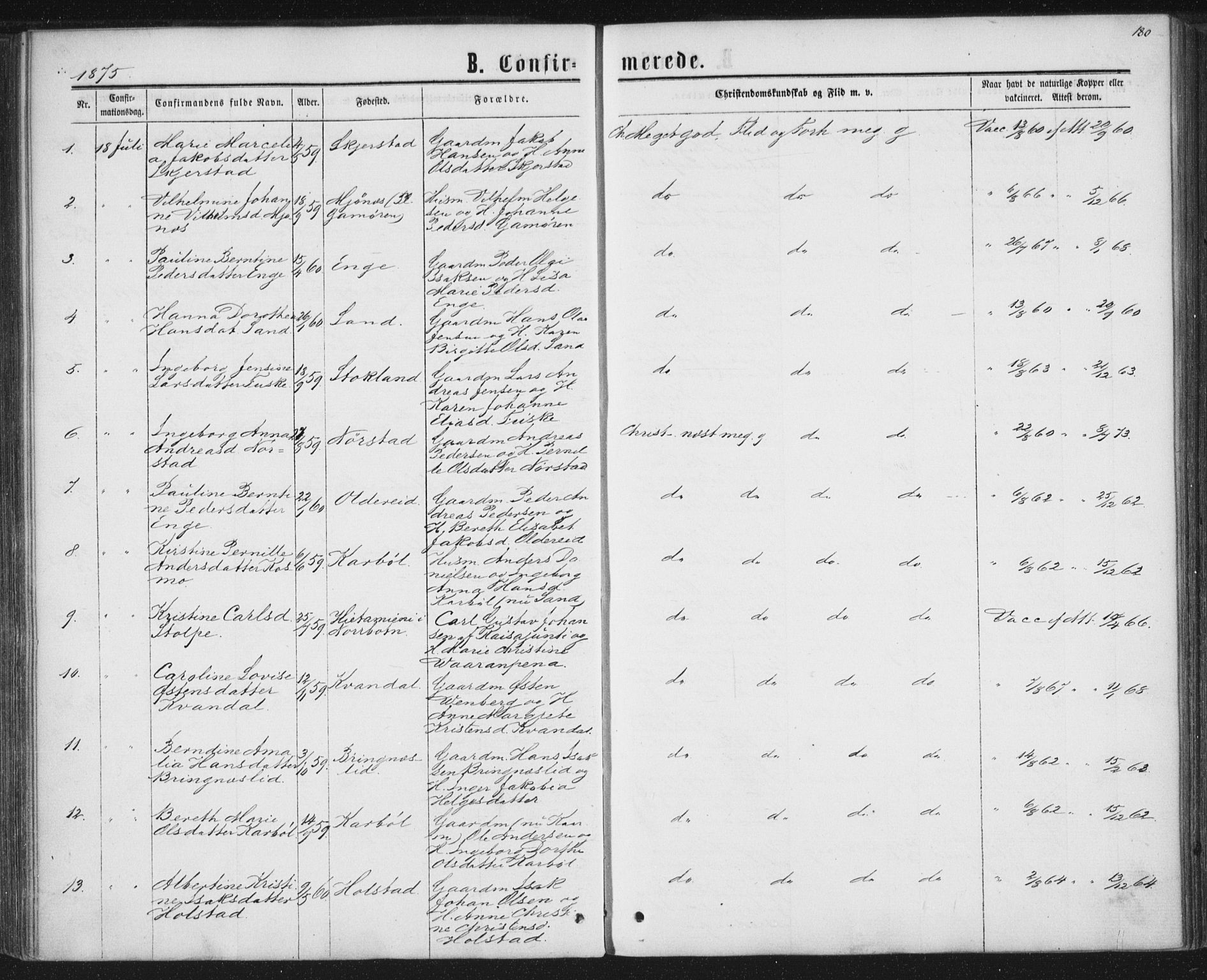 Ministerialprotokoller, klokkerbøker og fødselsregistre - Nordland, AV/SAT-A-1459/852/L0739: Parish register (official) no. 852A09, 1866-1877, p. 180
