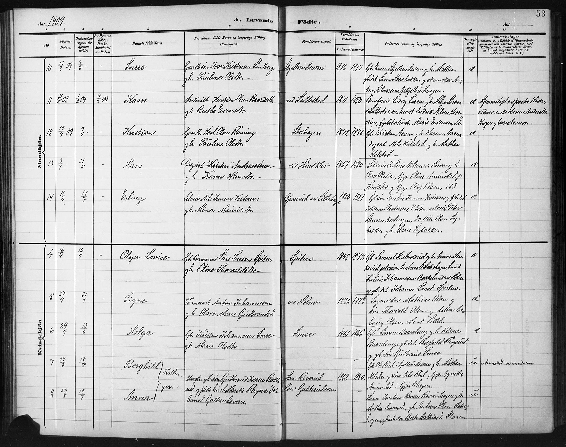 Fåberg prestekontor, AV/SAH-PREST-086/H/Ha/Hab/L0012: Parish register (copy) no. 12, 1903-1924, p. 53