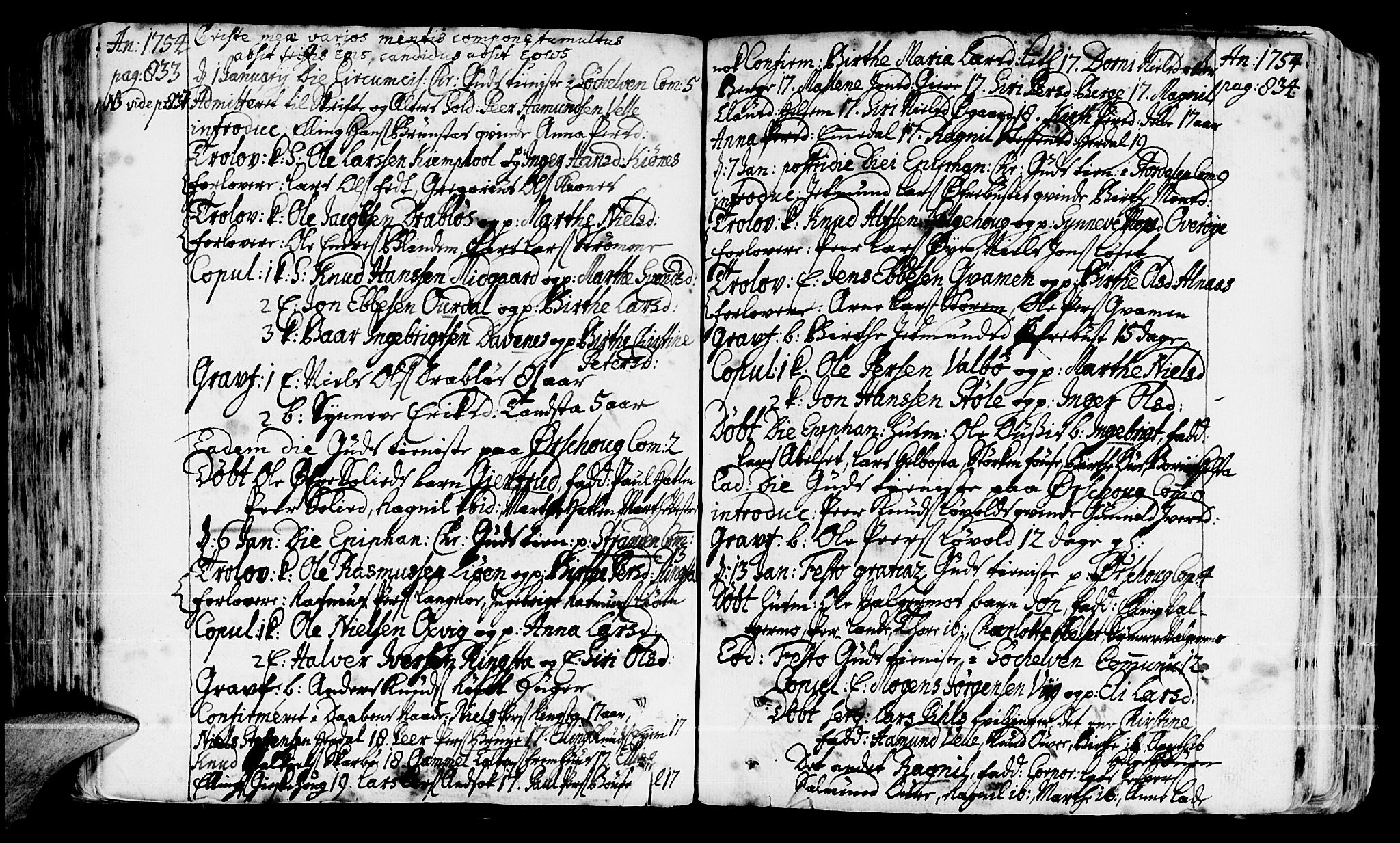 Ministerialprotokoller, klokkerbøker og fødselsregistre - Møre og Romsdal, SAT/A-1454/522/L0307: Parish register (official) no. 522A02, 1743-1773, p. 833-834