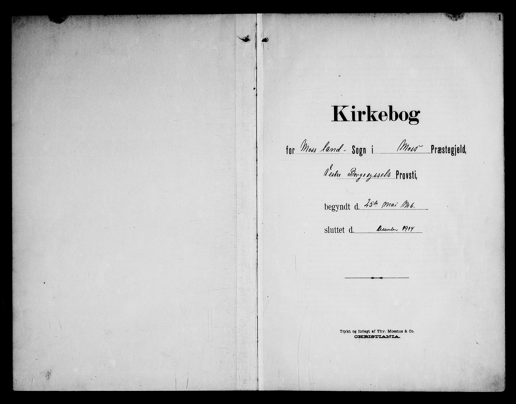 Moss prestekontor Kirkebøker, AV/SAO-A-2003/F/Fc/L0003: Parish register (official) no. III 3, 1906-1914, p. 1