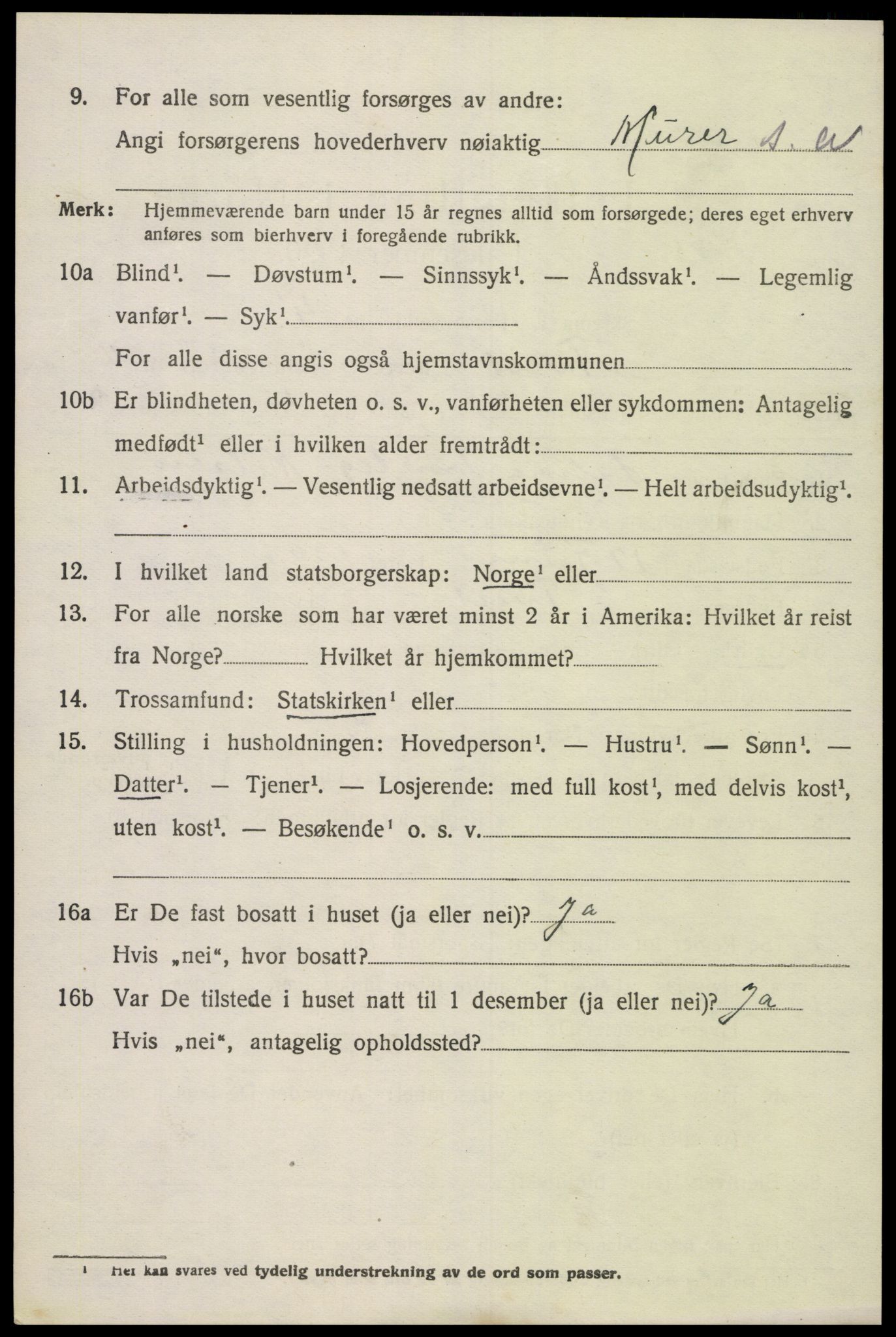 SAK, 1920 census for Tveit, 1920, p. 1477