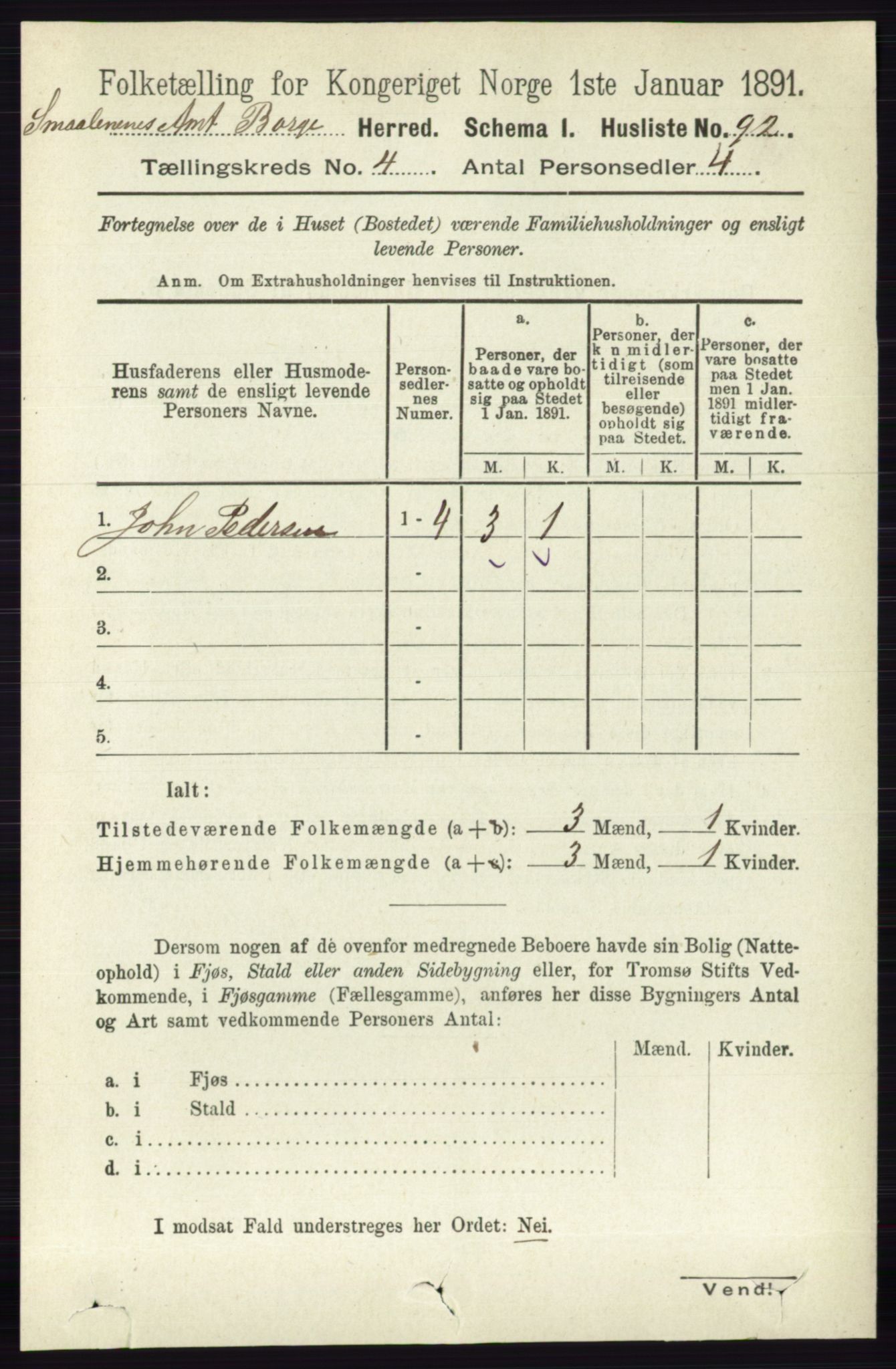 RA, 1891 census for 0113 Borge, 1891, p. 1650