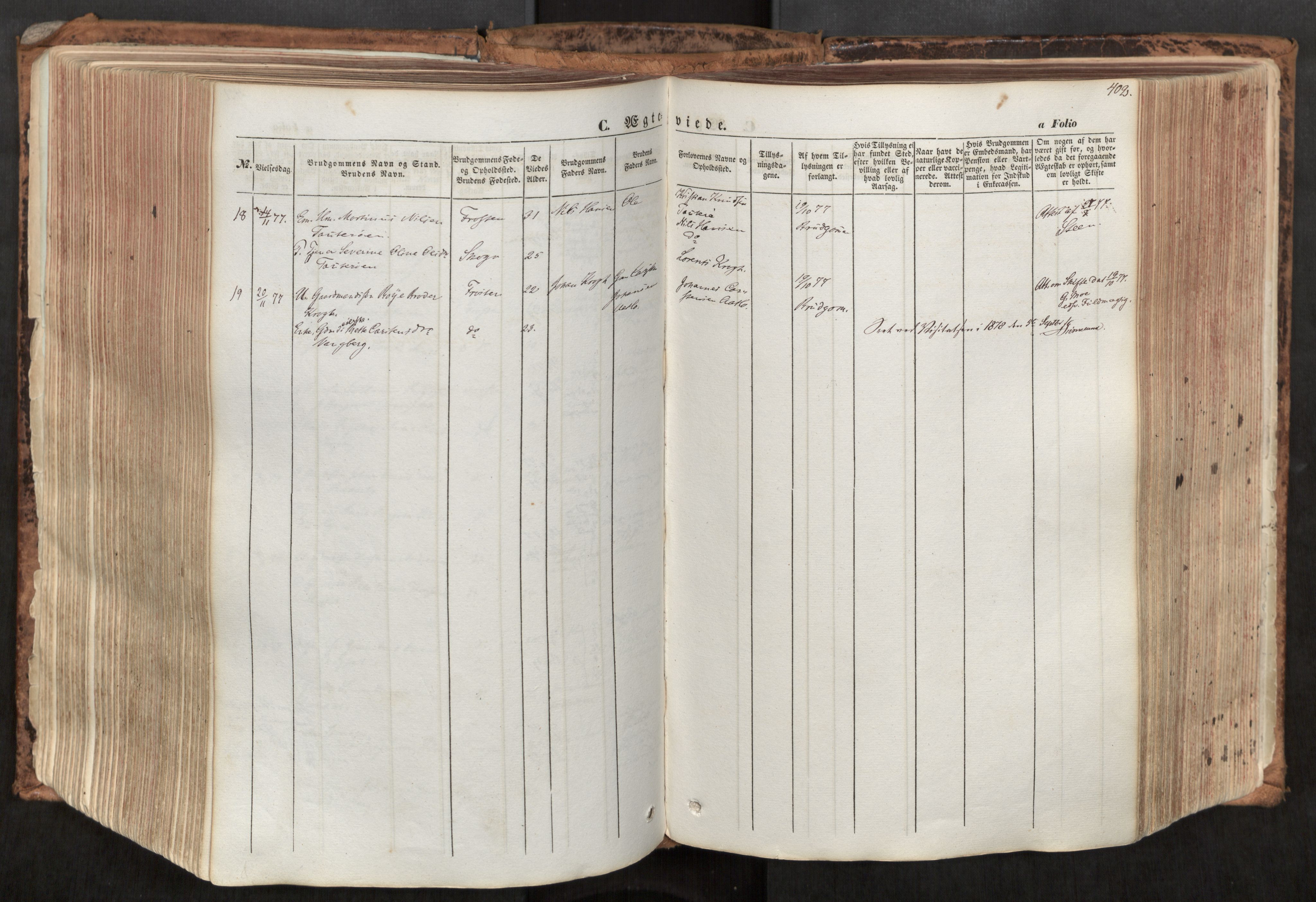 Ministerialprotokoller, klokkerbøker og fødselsregistre - Nord-Trøndelag, SAT/A-1458/713/L0116: Parish register (official) no. 713A07, 1850-1877, p. 402
