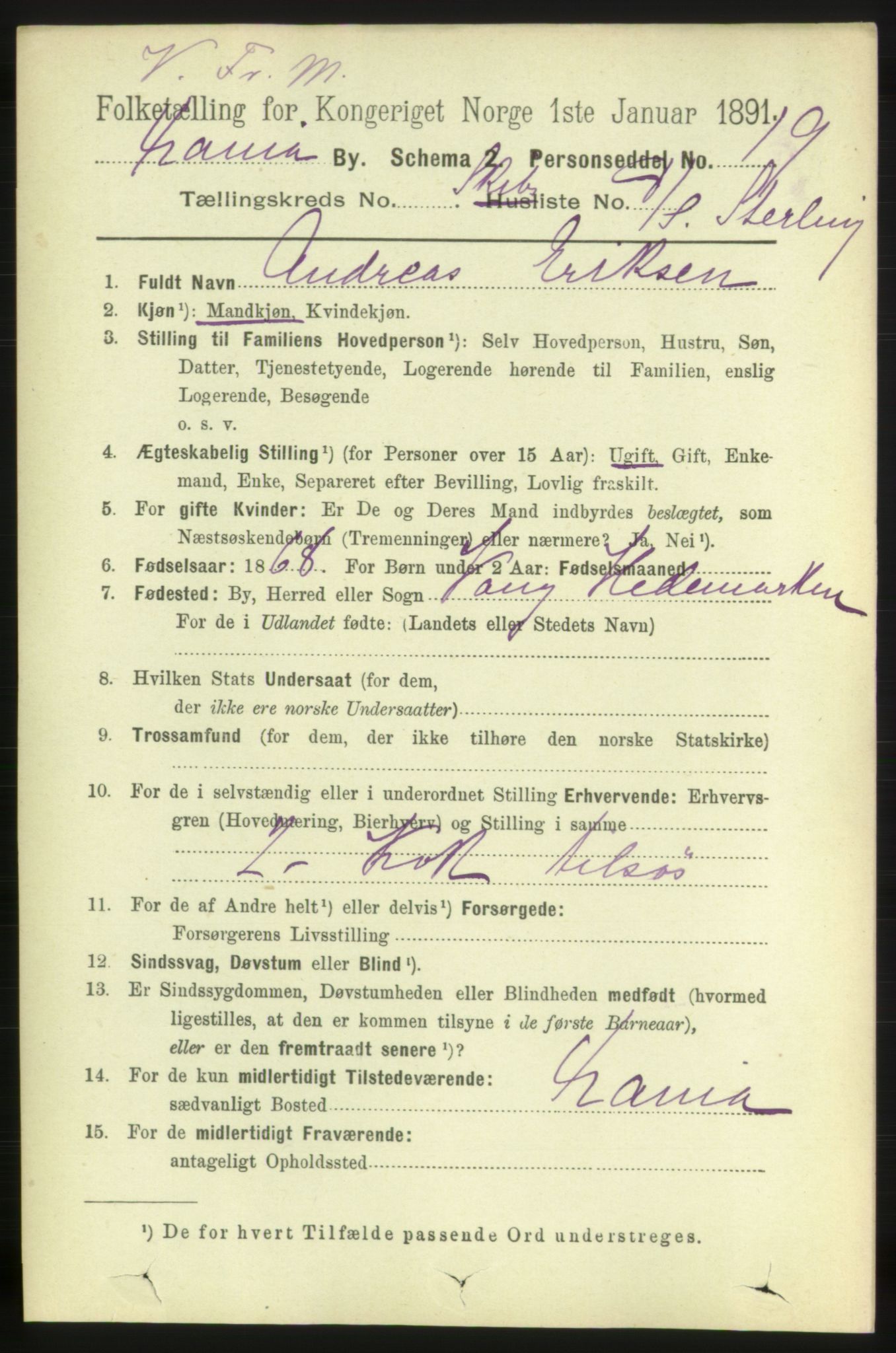 RA, 1891 census for 0301 Kristiania, 1891, p. 12939