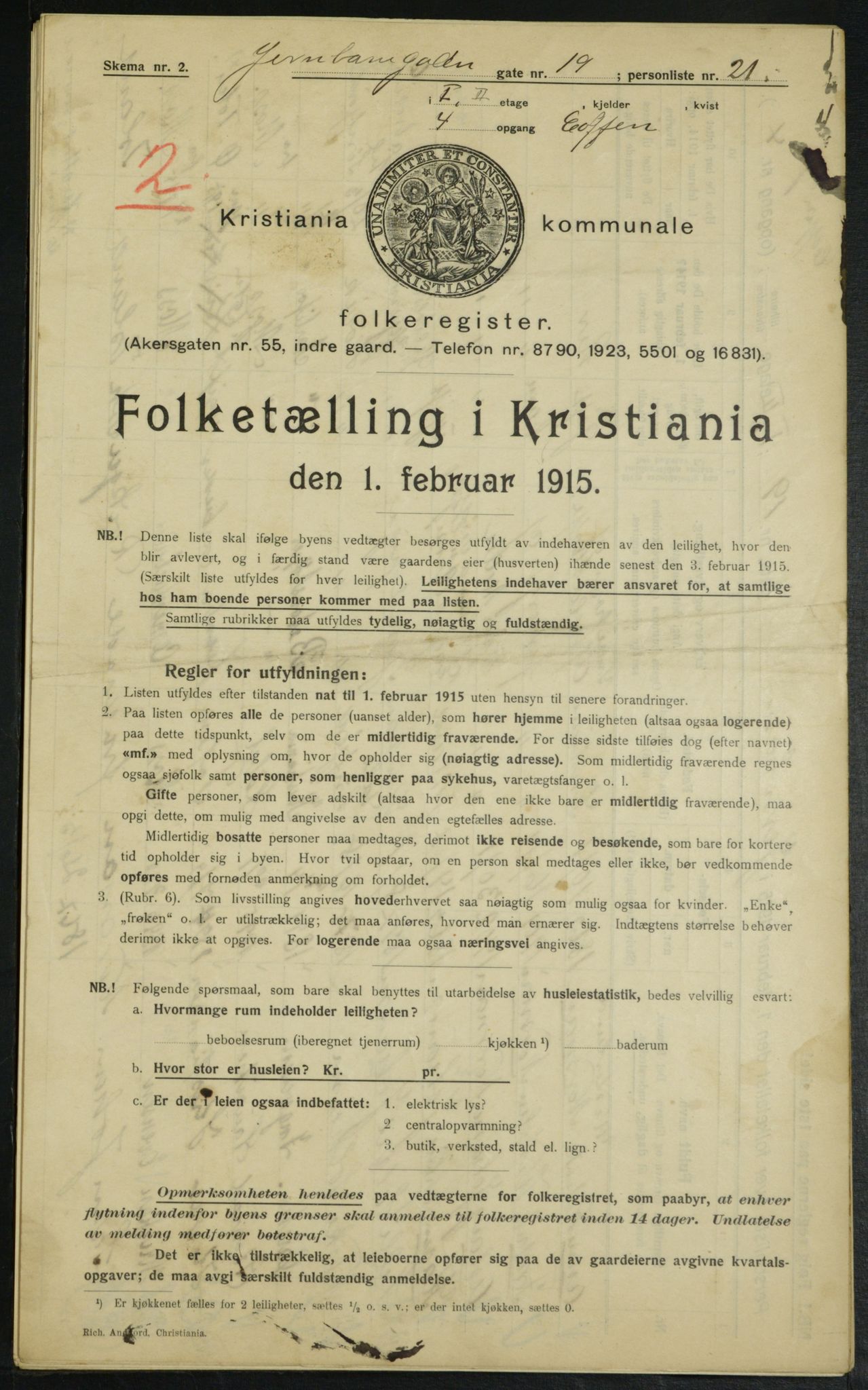 OBA, Municipal Census 1915 for Kristiania, 1915, p. 46371