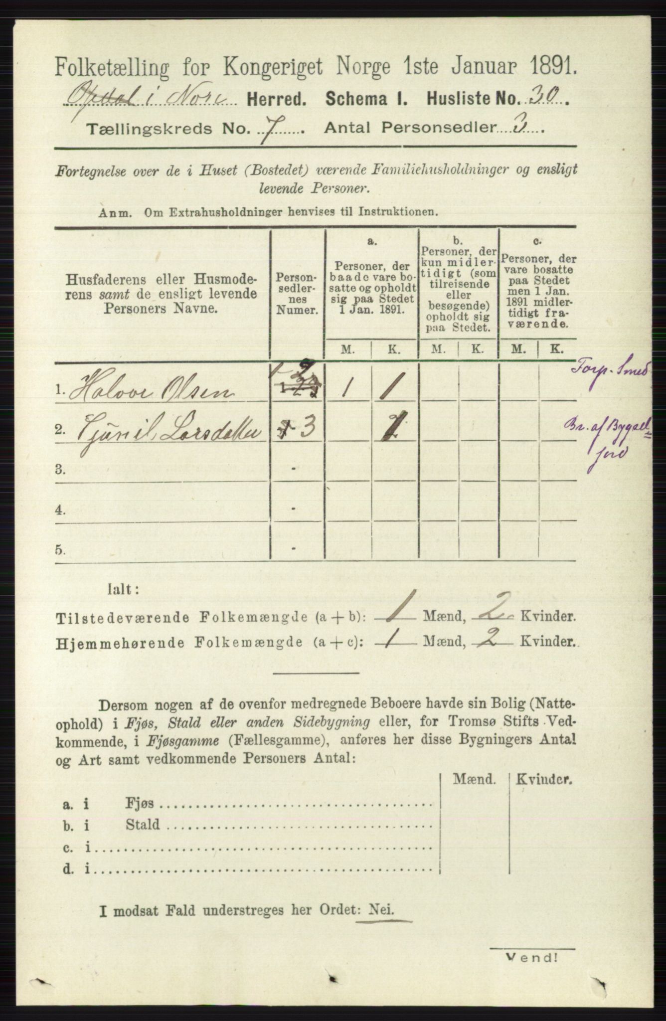 RA, 1891 census for 0633 Nore, 1891, p. 2592