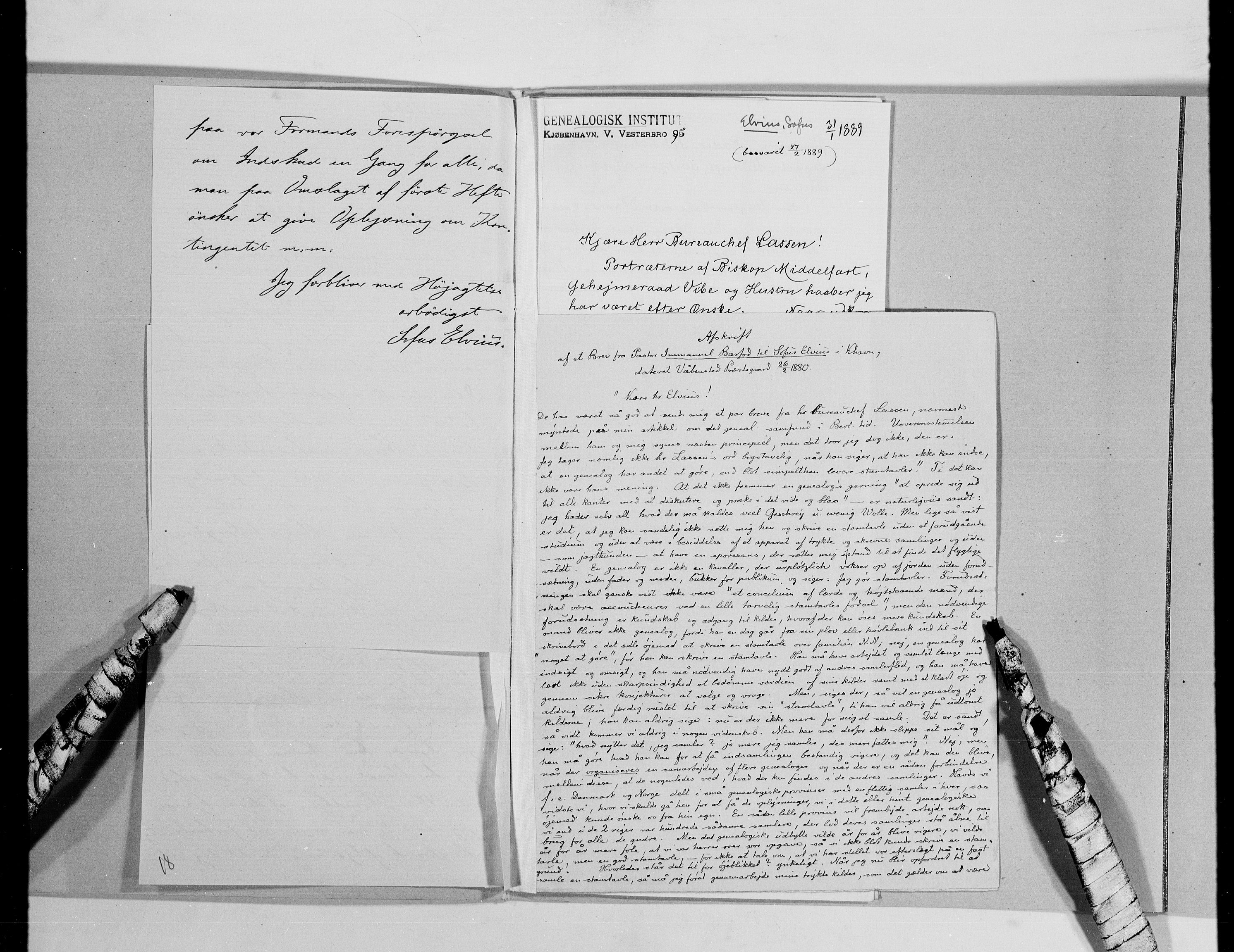 Lassens samlinger, AV/RA-PA-0051/G/L0097: Alfabetisk ordnede brev til Wilhelm Lassen: Fabritius - Grønvold, 1815-1907, p. 109