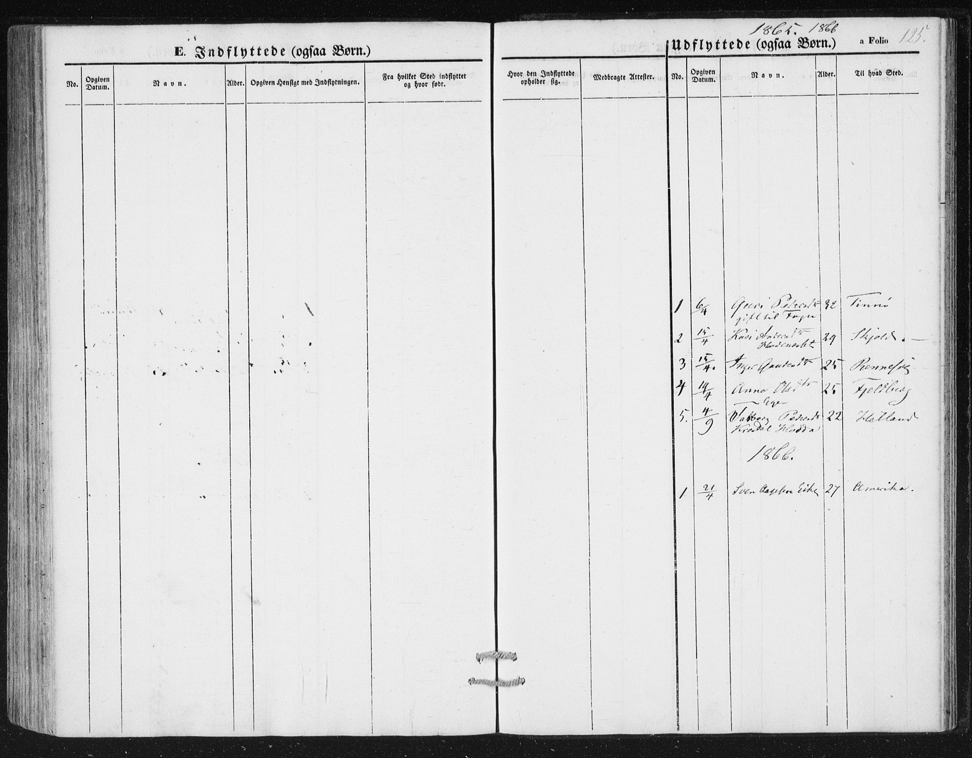 Hjelmeland sokneprestkontor, SAST/A-101843/01/IV/L0010: Parish register (official) no. A 10, 1851-1871, p. 125