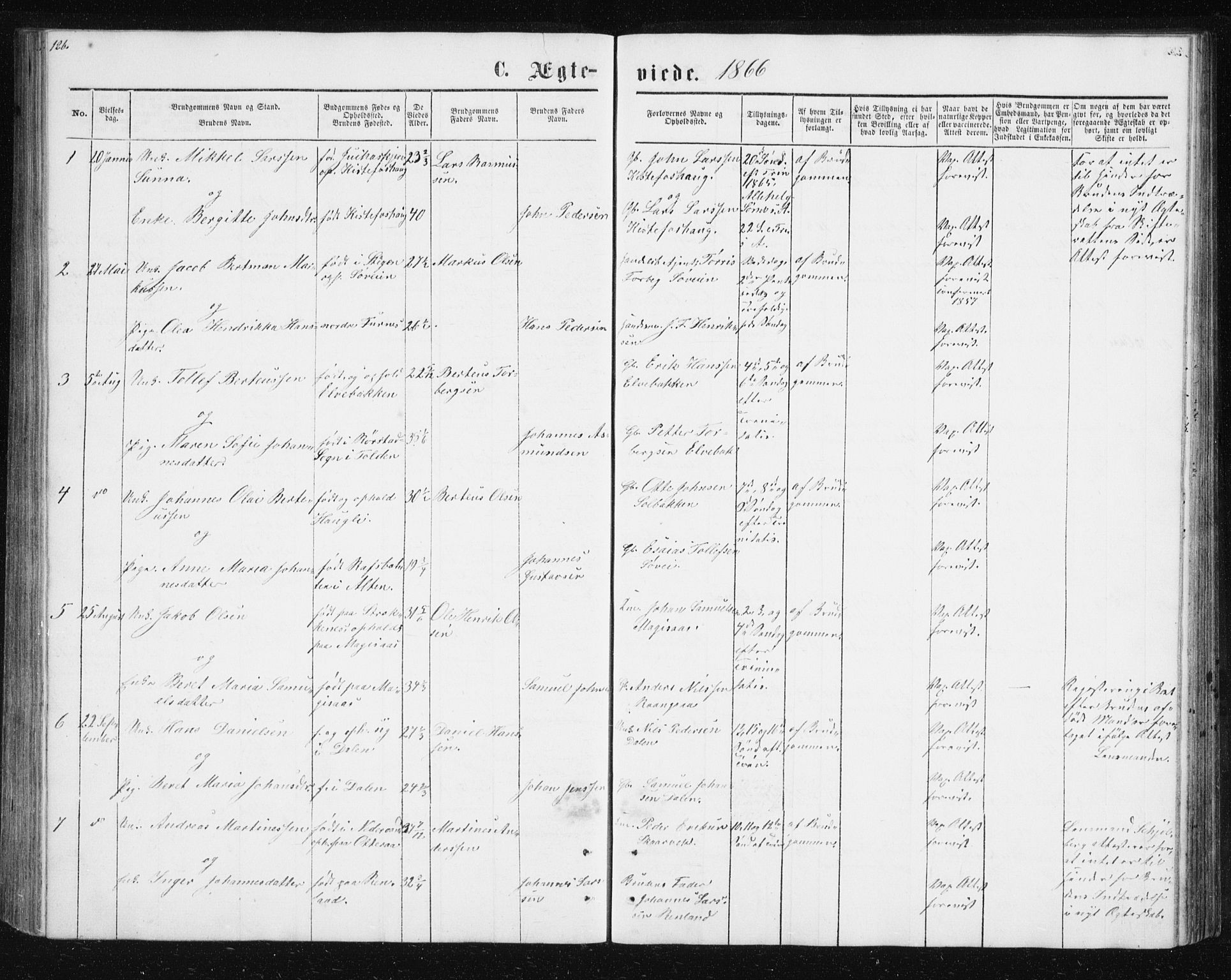 Ibestad sokneprestembete, AV/SATØ-S-0077/H/Ha/Hab/L0013klokker: Parish register (copy) no. 13, 1865-1879, p. 126