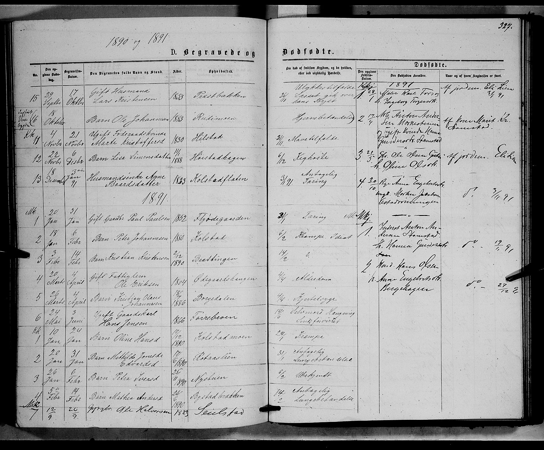 Ringebu prestekontor, SAH/PREST-082/H/Ha/Hab/L0006: Parish register (copy) no. 6, 1880-1898, p. 327