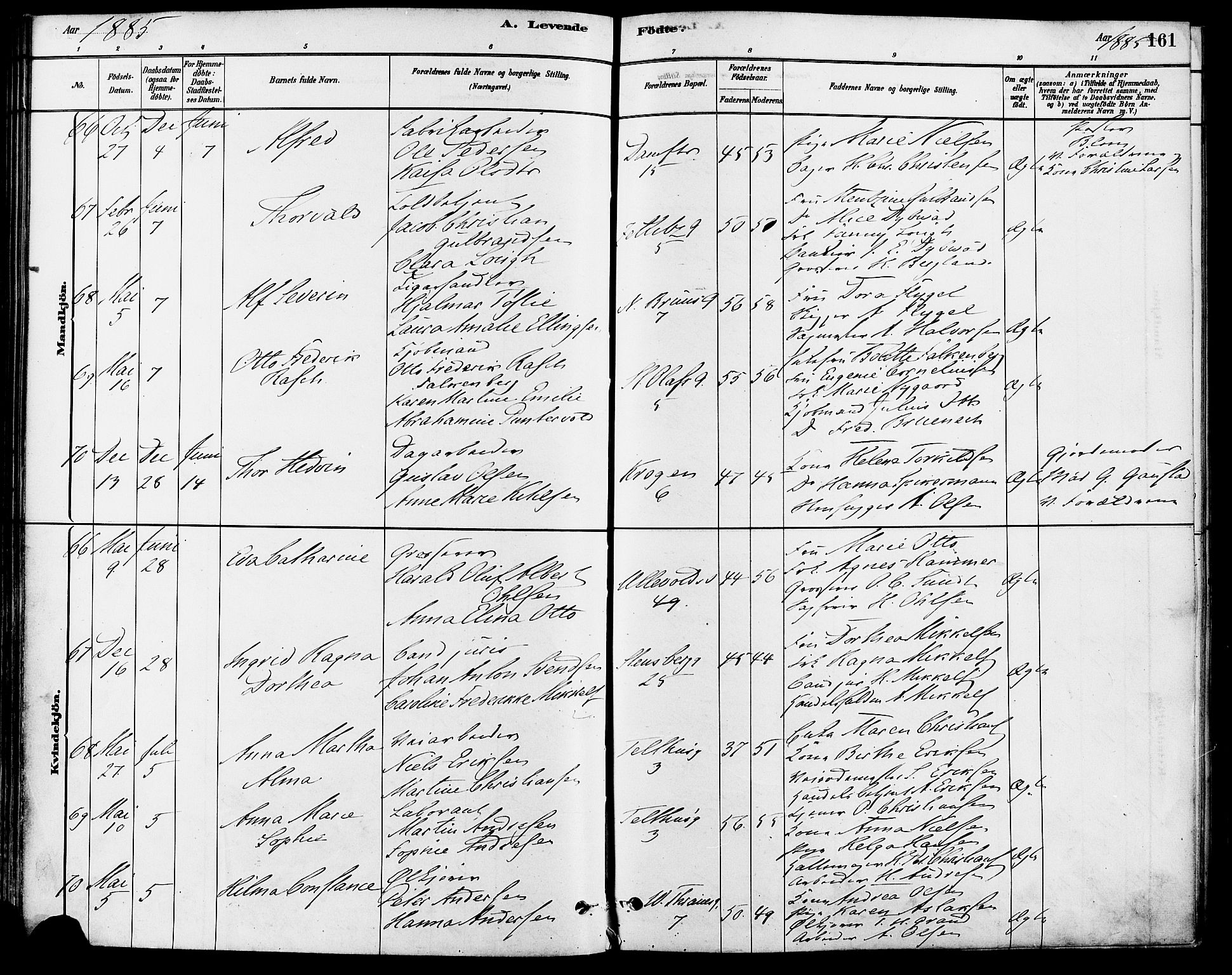 Gamle Aker prestekontor Kirkebøker, SAO/A-10617a/F/L0006: Parish register (official) no. 6, 1880-1887, p. 161