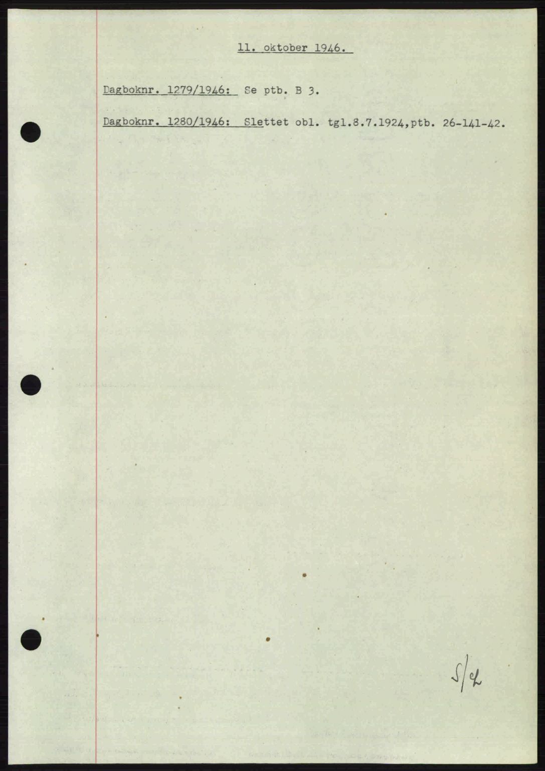 Nedenes sorenskriveri, SAK/1221-0006/G/Gb/Gba/L0056: Mortgage book no. A8, 1946-1947, Diary no: : 1279/1946
