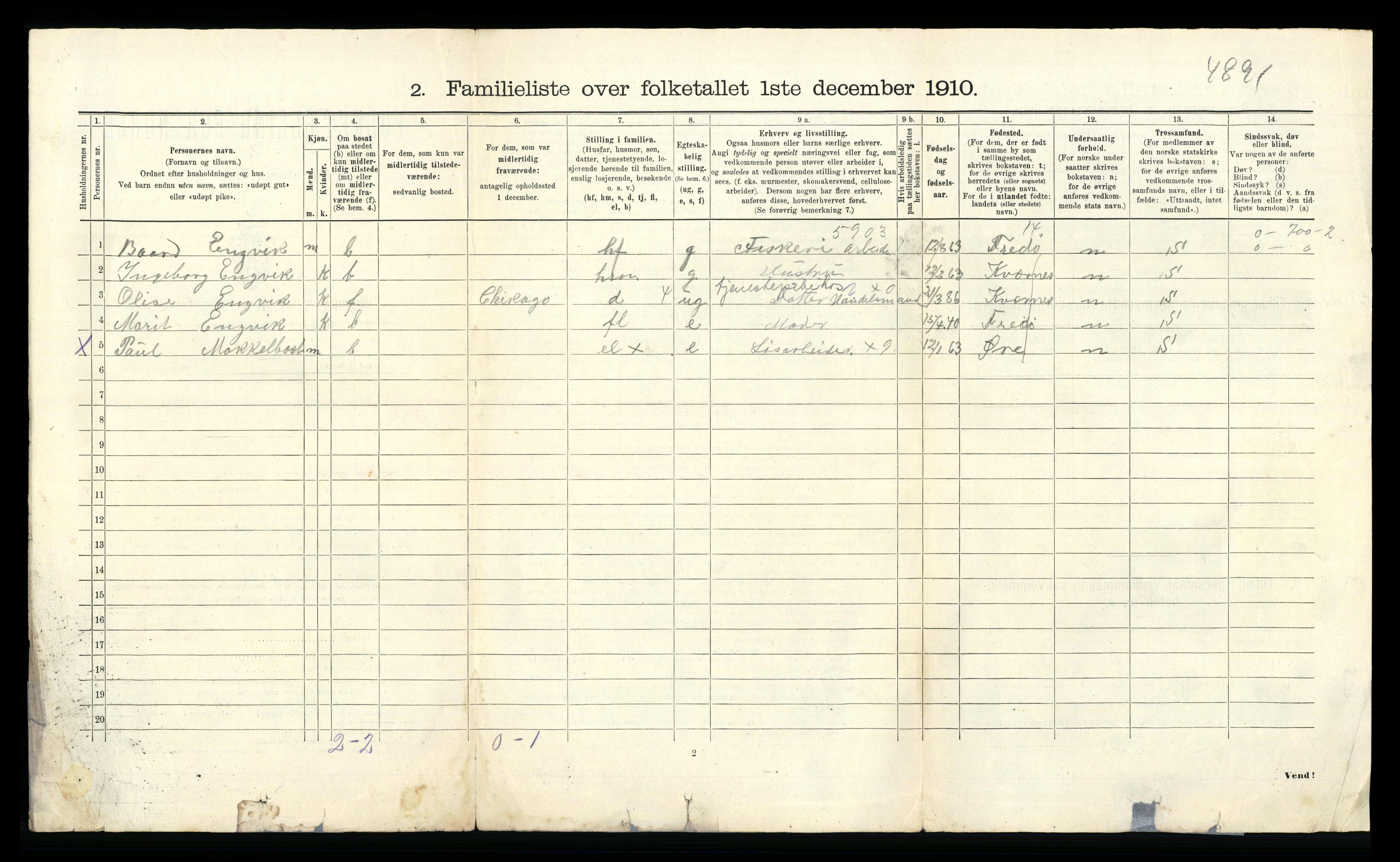 RA, 1910 census for Kristiansund, 1910, p. 4656