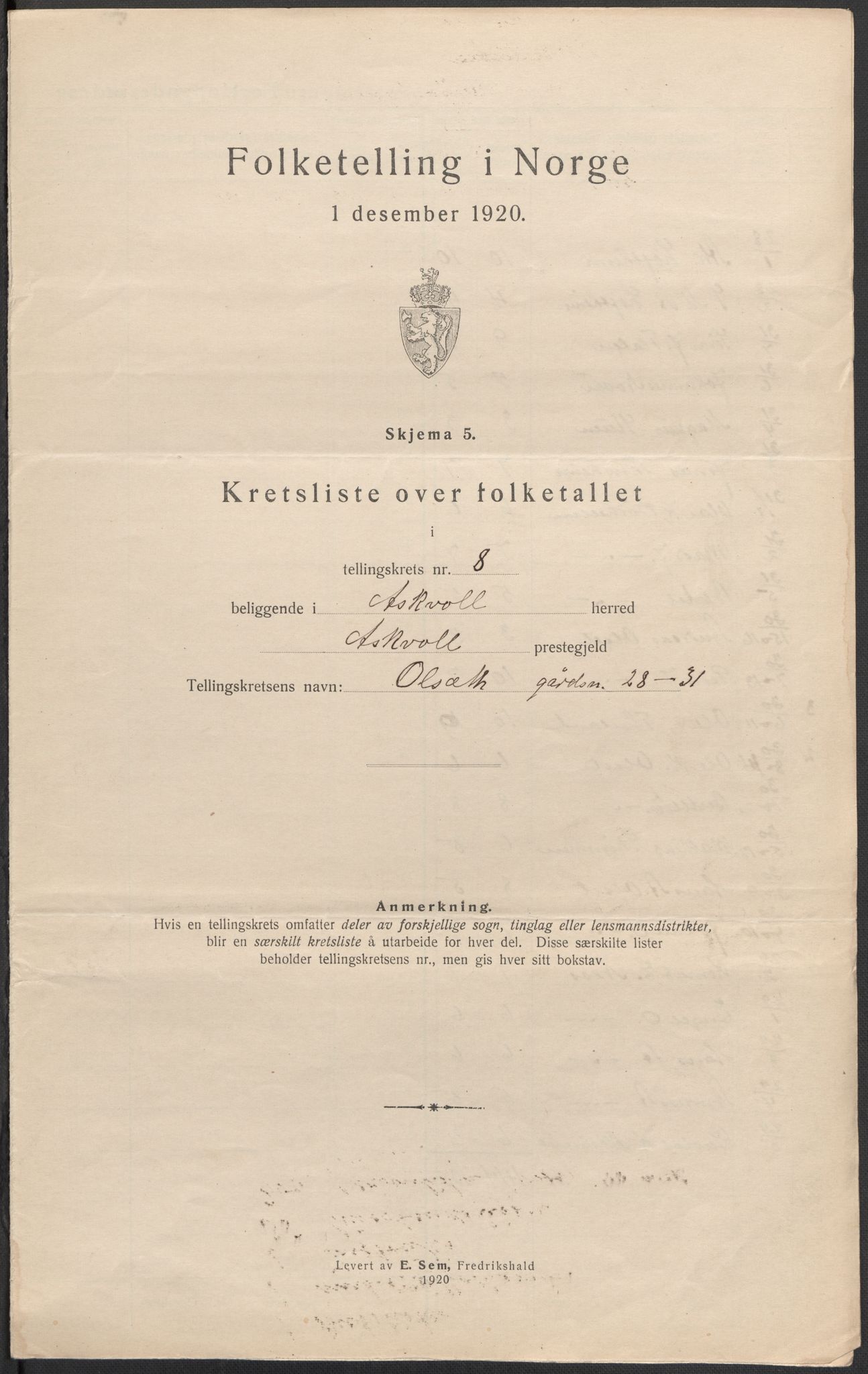 SAB, 1920 census for Askvoll, 1920, p. 26