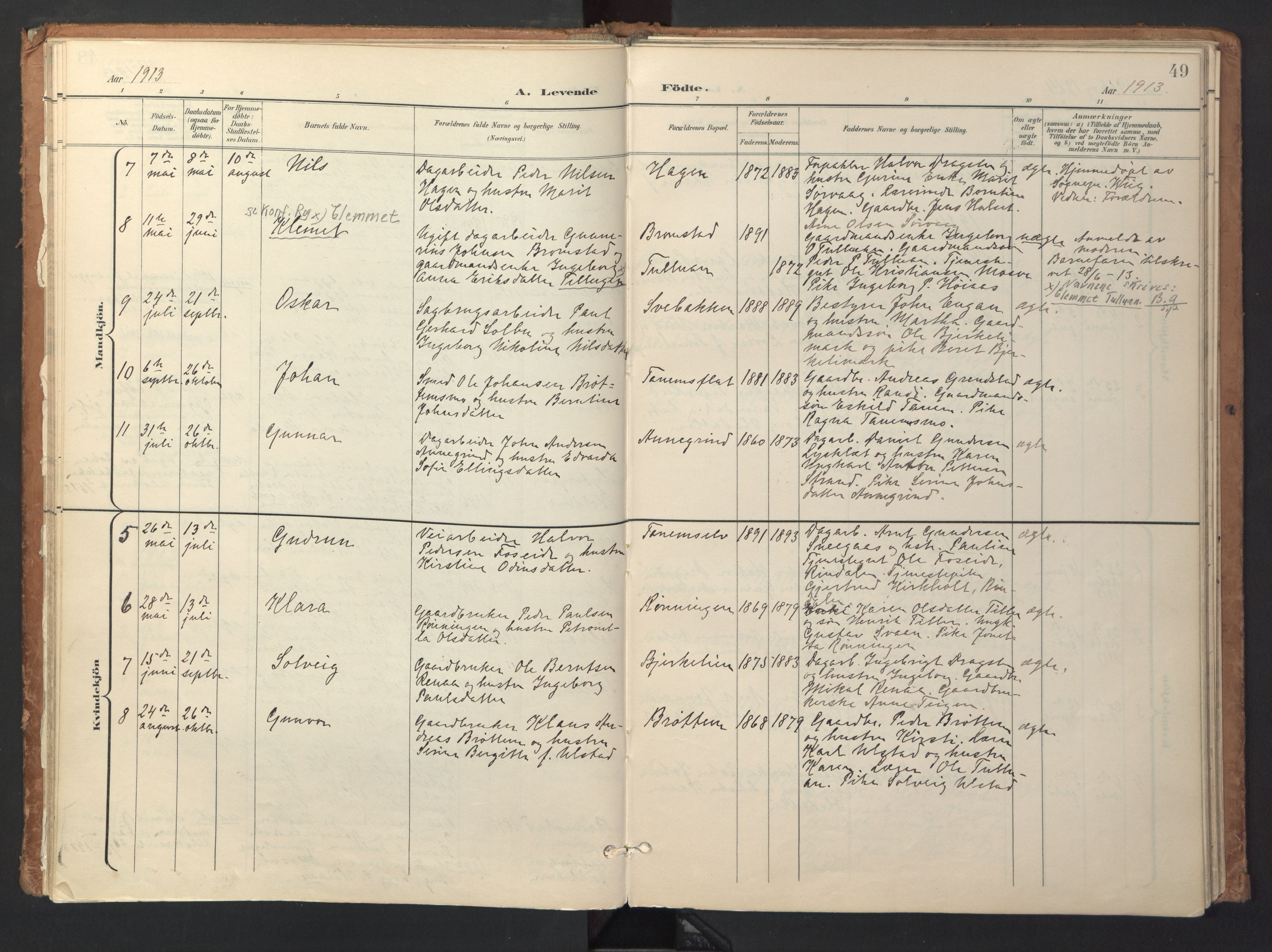 Ministerialprotokoller, klokkerbøker og fødselsregistre - Sør-Trøndelag, AV/SAT-A-1456/618/L0448: Parish register (official) no. 618A11, 1898-1916, p. 49