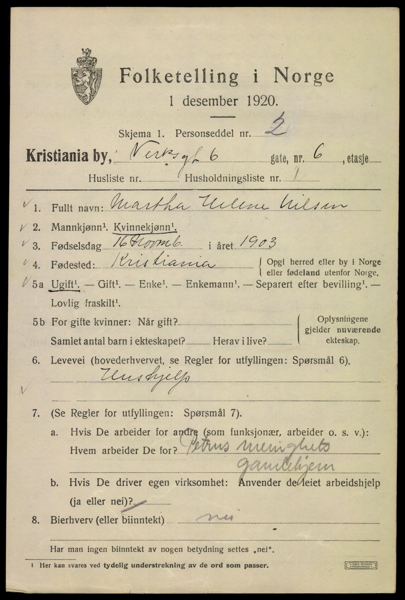 SAO, 1920 census for Kristiania, 1920, p. 629217