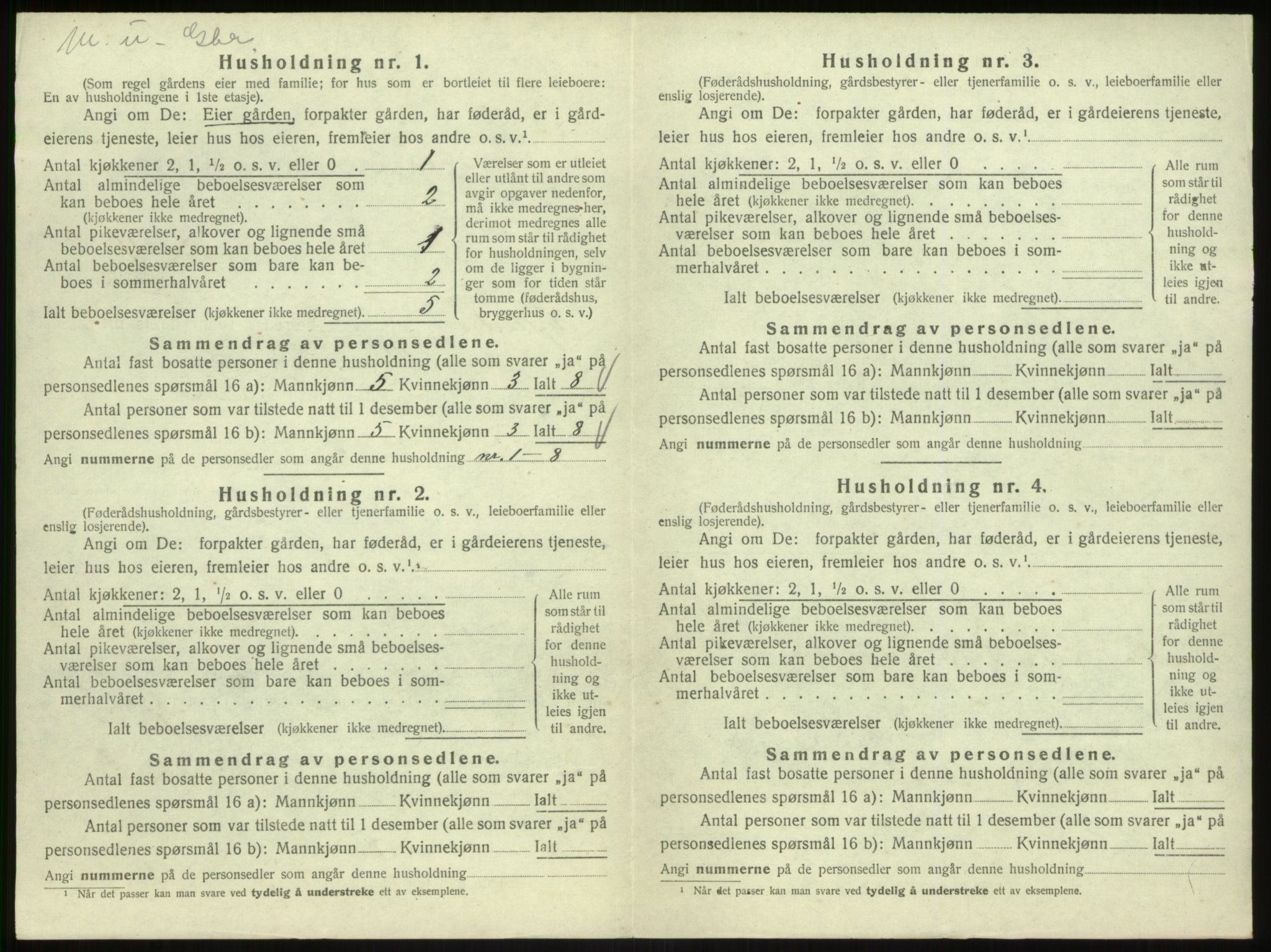 SAB, 1920 census for Hyllestad, 1920, p. 392