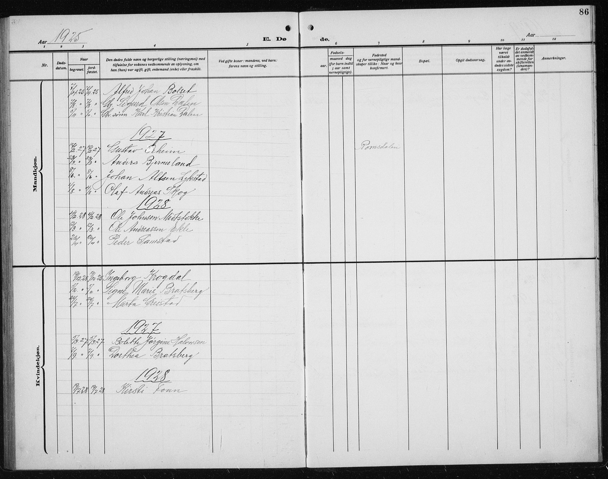 Ministerialprotokoller, klokkerbøker og fødselsregistre - Sør-Trøndelag, SAT/A-1456/608/L0342: Parish register (copy) no. 608C08, 1912-1938, p. 86