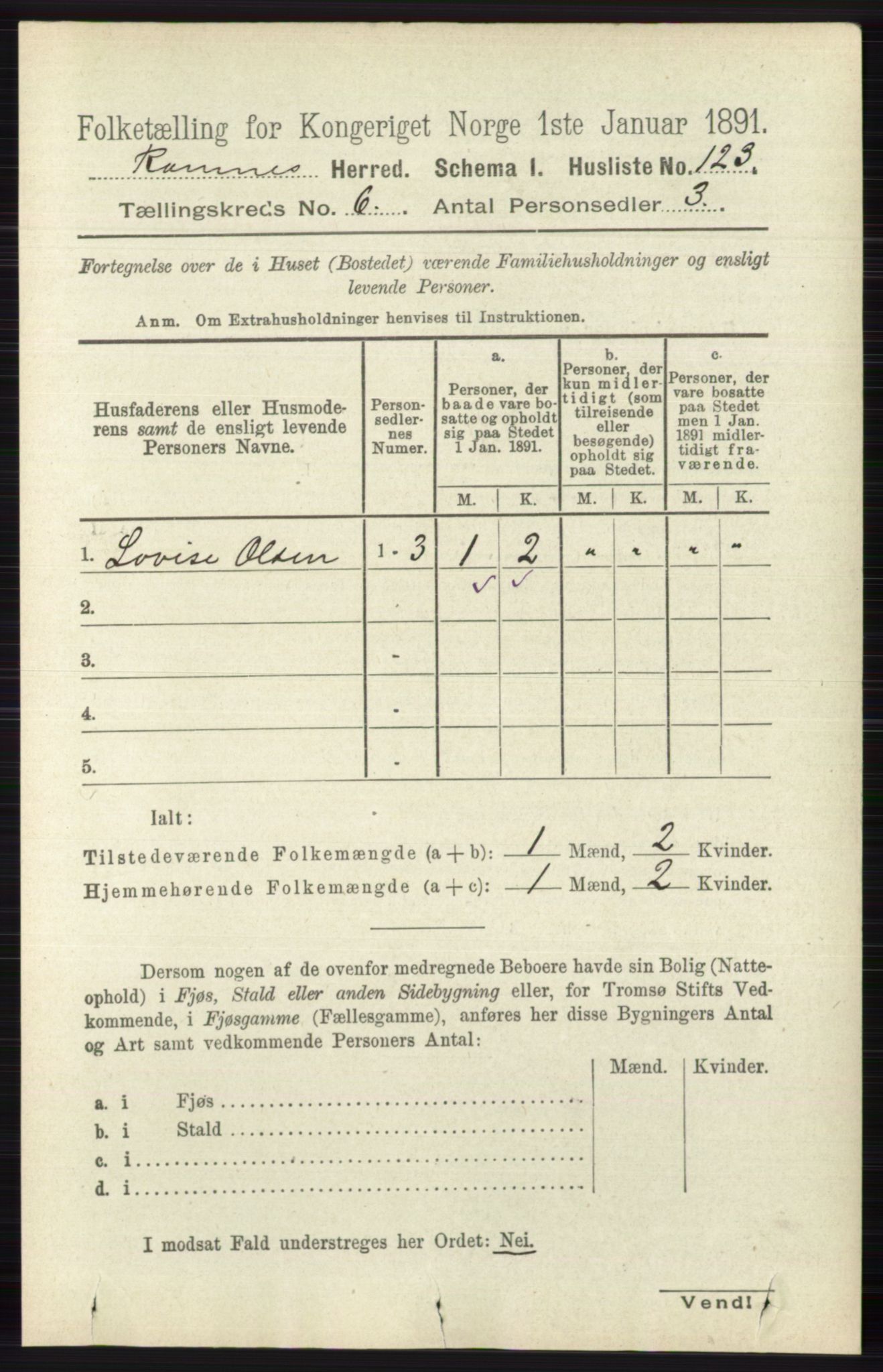 RA, 1891 census for 0718 Ramnes, 1891, p. 3312