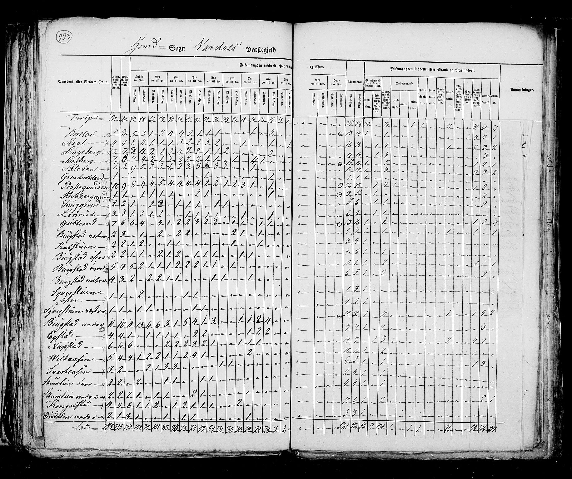 RA, Census 1825, vol. 6: Kristians amt, 1825, p. 223