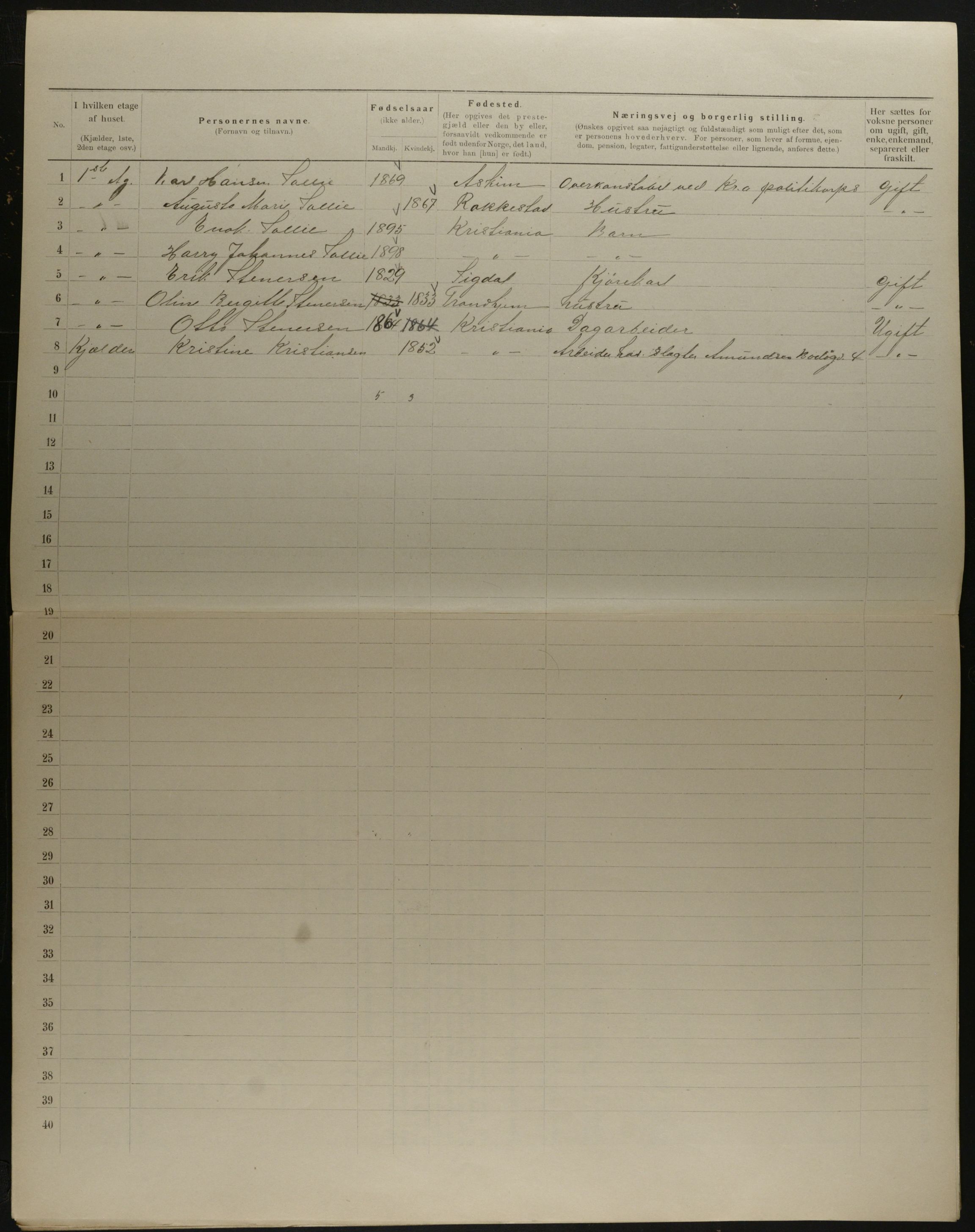 OBA, Municipal Census 1901 for Kristiania, 1901, p. 15305