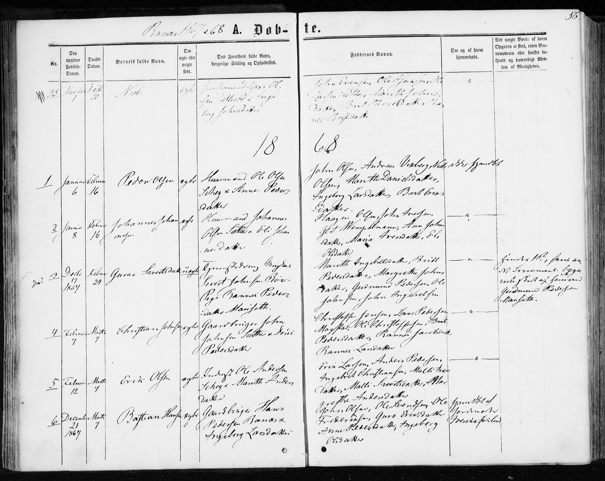 Ministerialprotokoller, klokkerbøker og fødselsregistre - Møre og Romsdal, SAT/A-1454/595/L1045: Parish register (official) no. 595A07, 1863-1873, p. 56