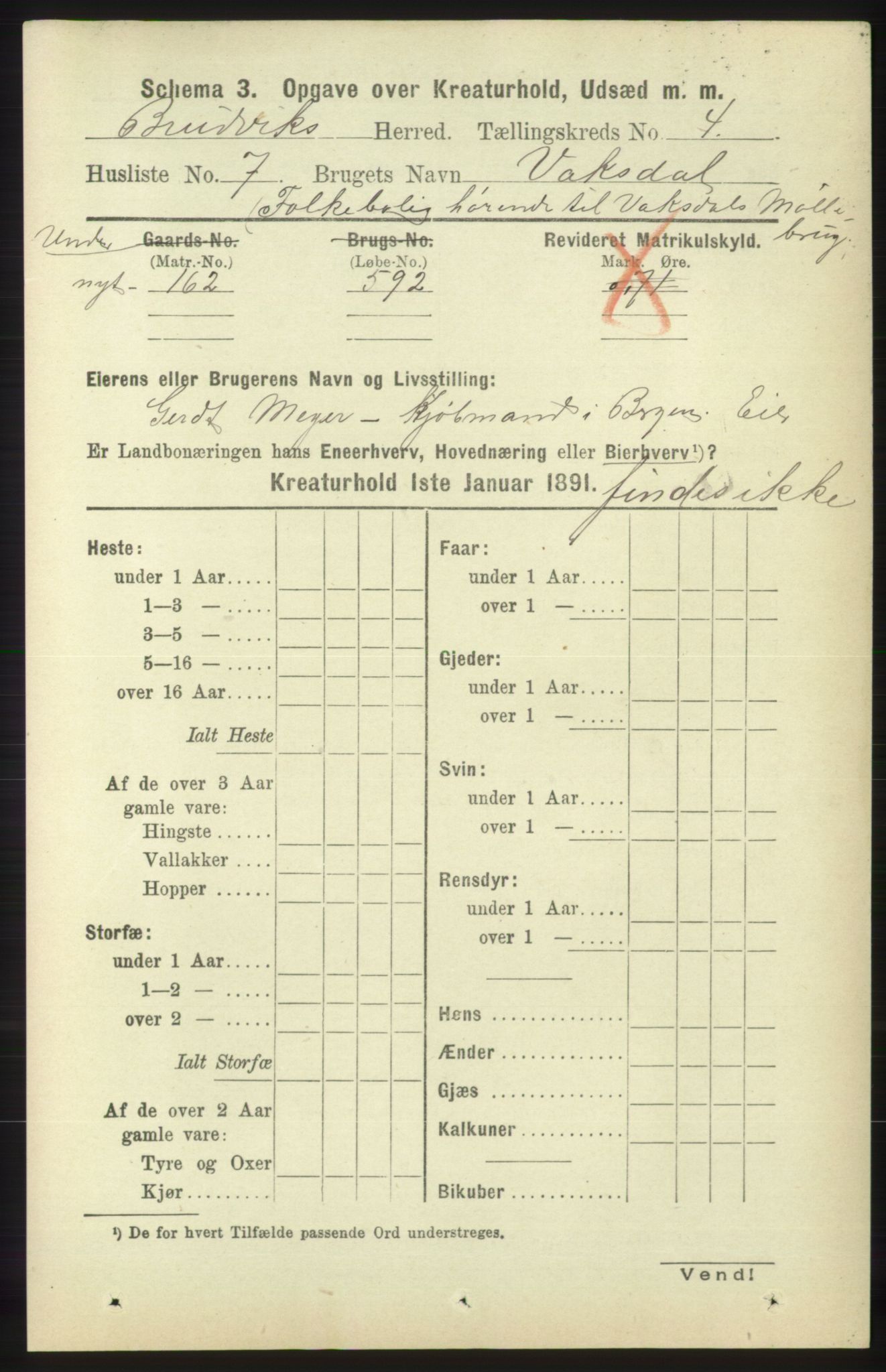 RA, 1891 census for 1251 Bruvik, 1891, p. 4408