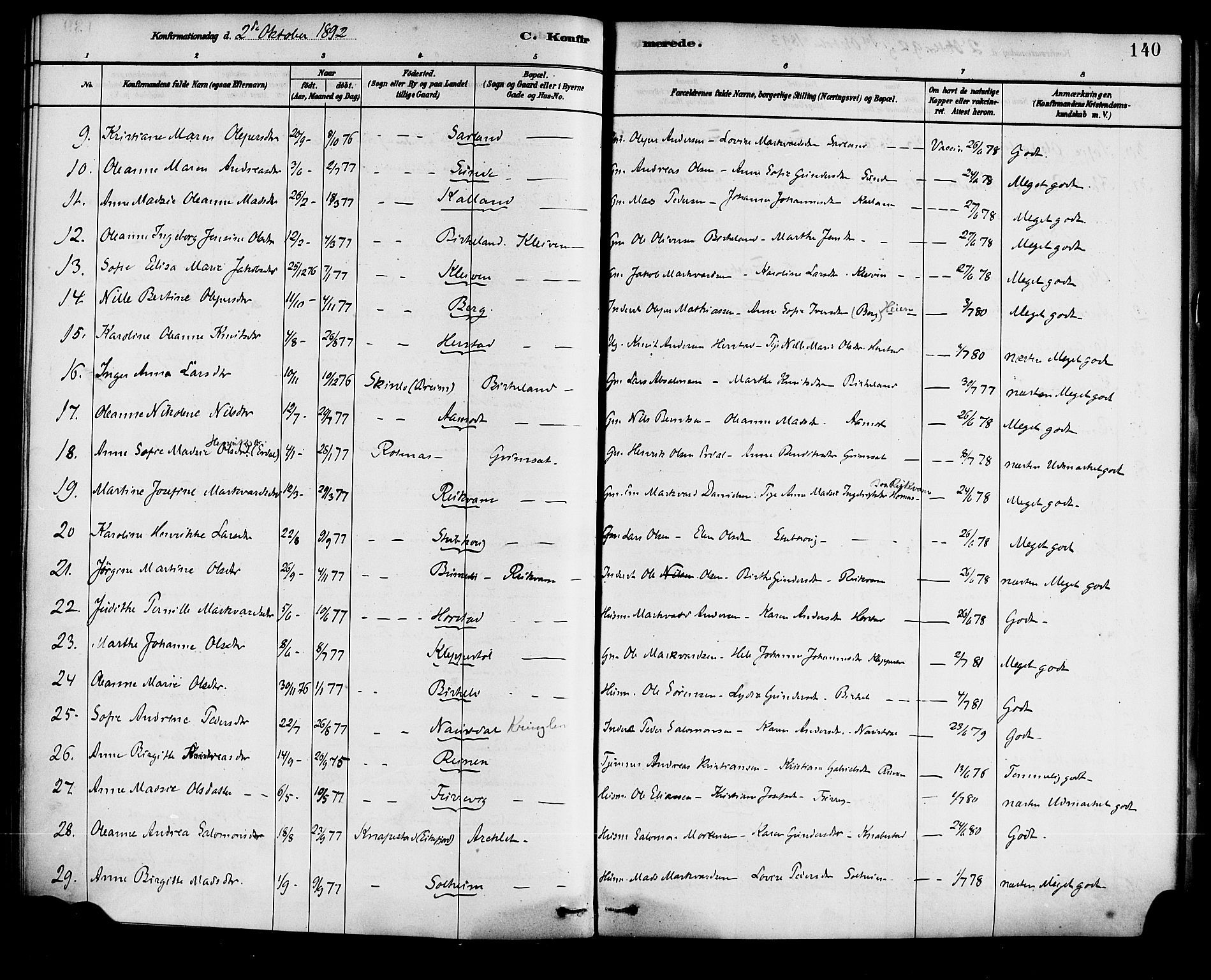 Førde sokneprestembete, AV/SAB-A-79901/H/Haa/Haad/L0001: Parish register (official) no. D 1, 1881-1898, p. 140