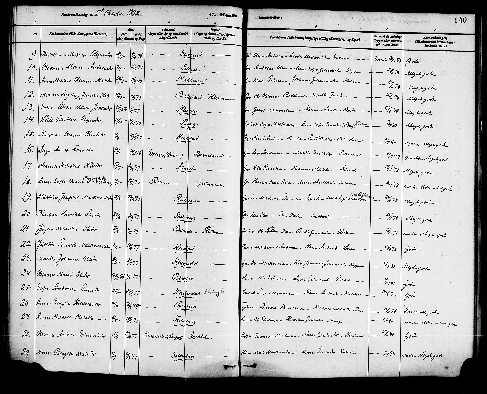 Førde sokneprestembete, SAB/A-79901/H/Haa/Haad/L0001: Parish register (official) no. D 1, 1881-1898, p. 140