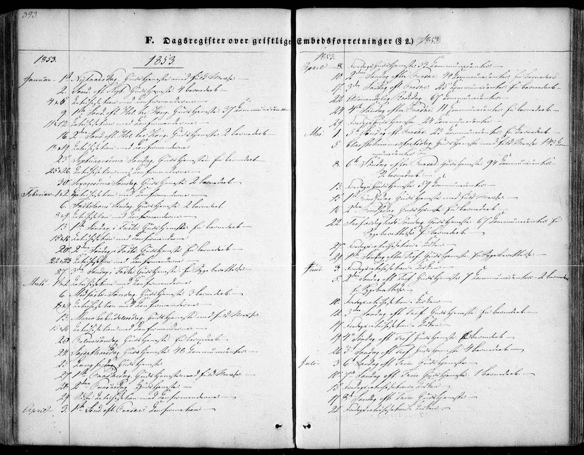 Arendal sokneprestkontor, Trefoldighet, SAK/1111-0040/F/Fa/L0005: Parish register (official) no. A 5, 1838-1854, p. 393