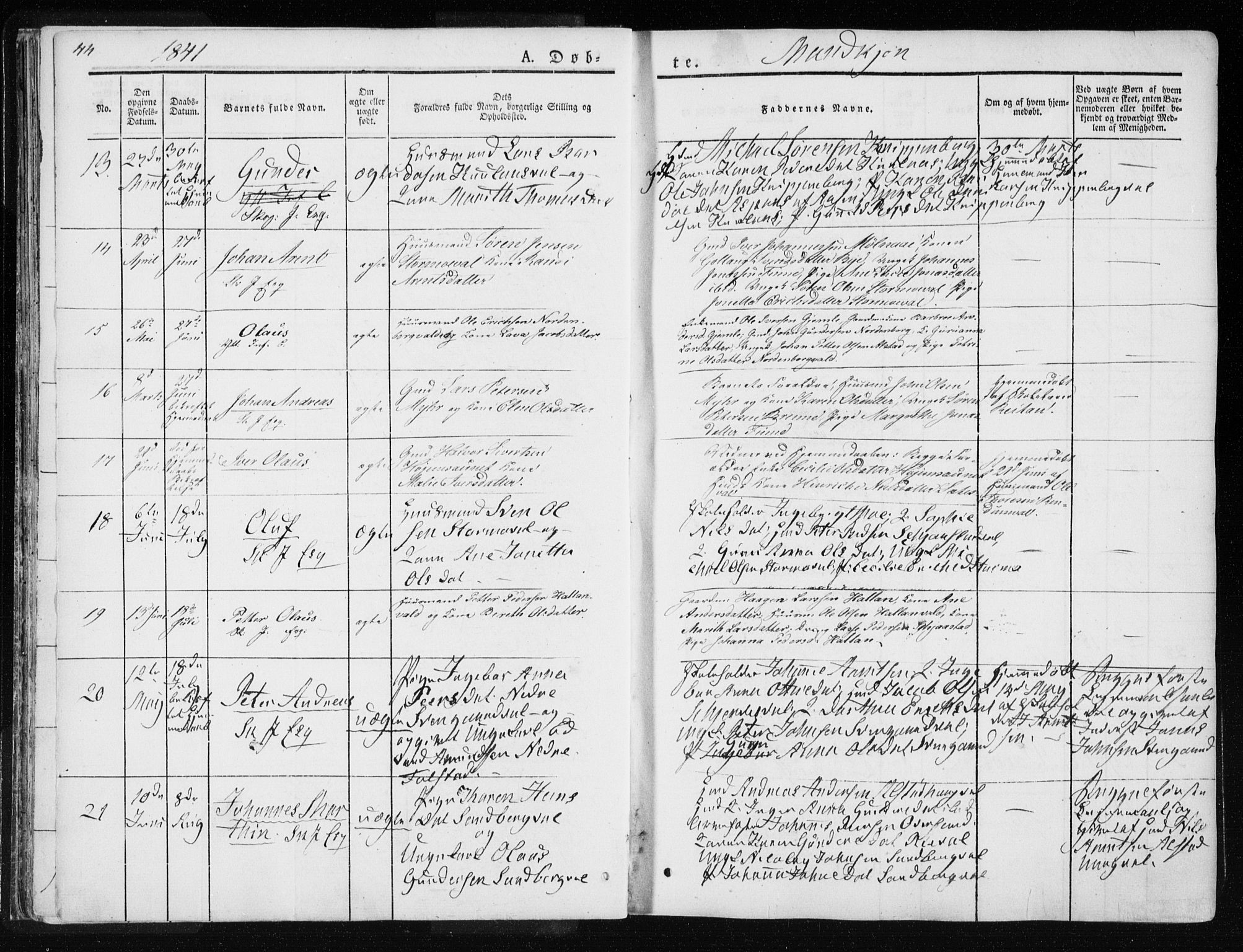 Ministerialprotokoller, klokkerbøker og fødselsregistre - Nord-Trøndelag, AV/SAT-A-1458/717/L0154: Parish register (official) no. 717A06 /1, 1836-1849, p. 44