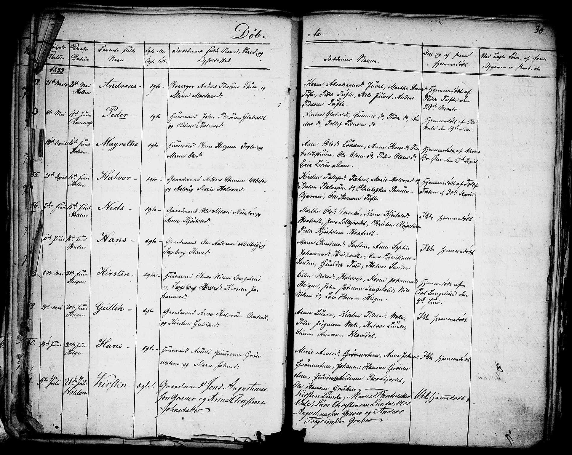 Holla kirkebøker, SAKO/A-272/F/Fa/L0004: Parish register (official) no. 4, 1830-1848, p. 30