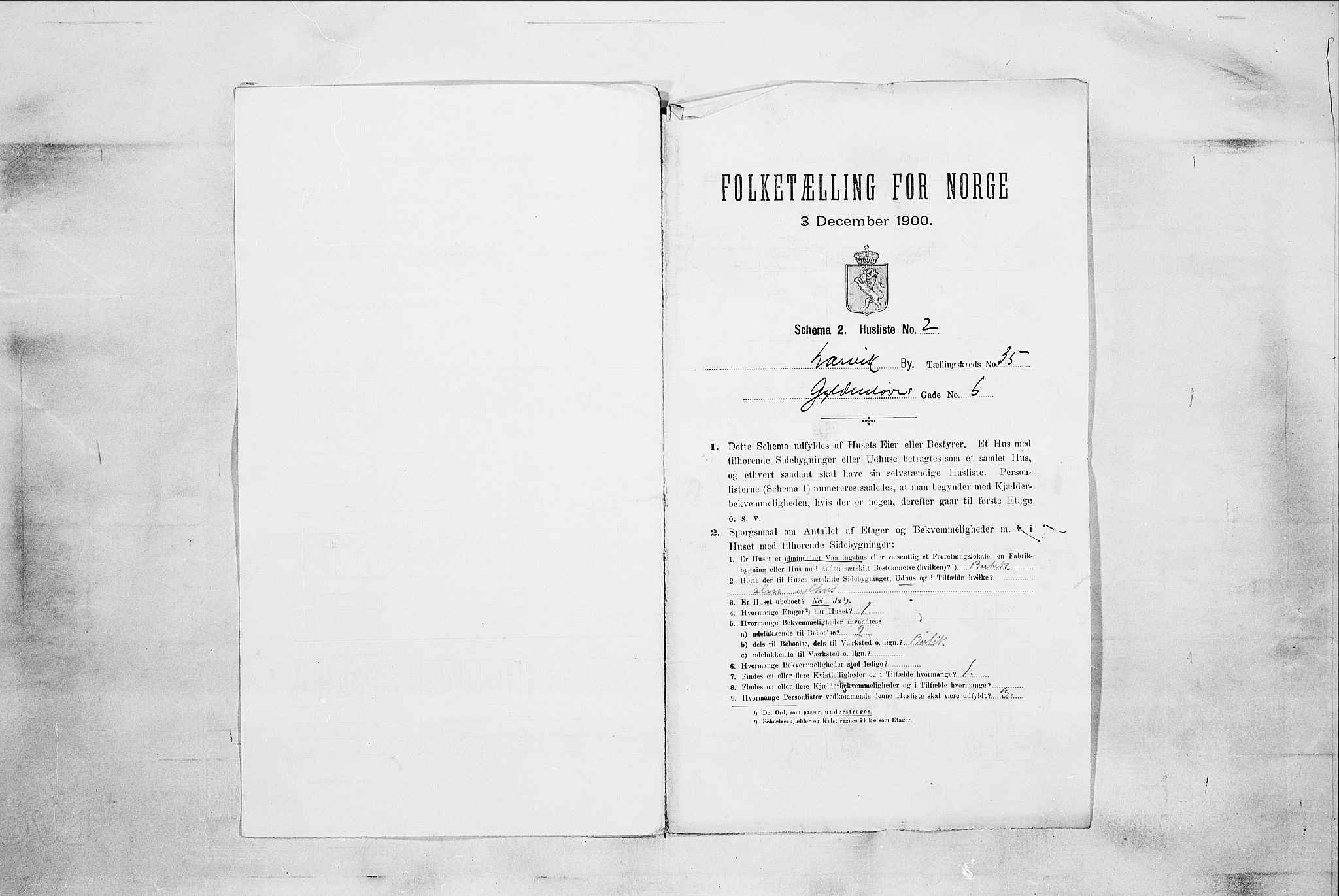 RA, 1900 census for Larvik, 1900, p. 6518