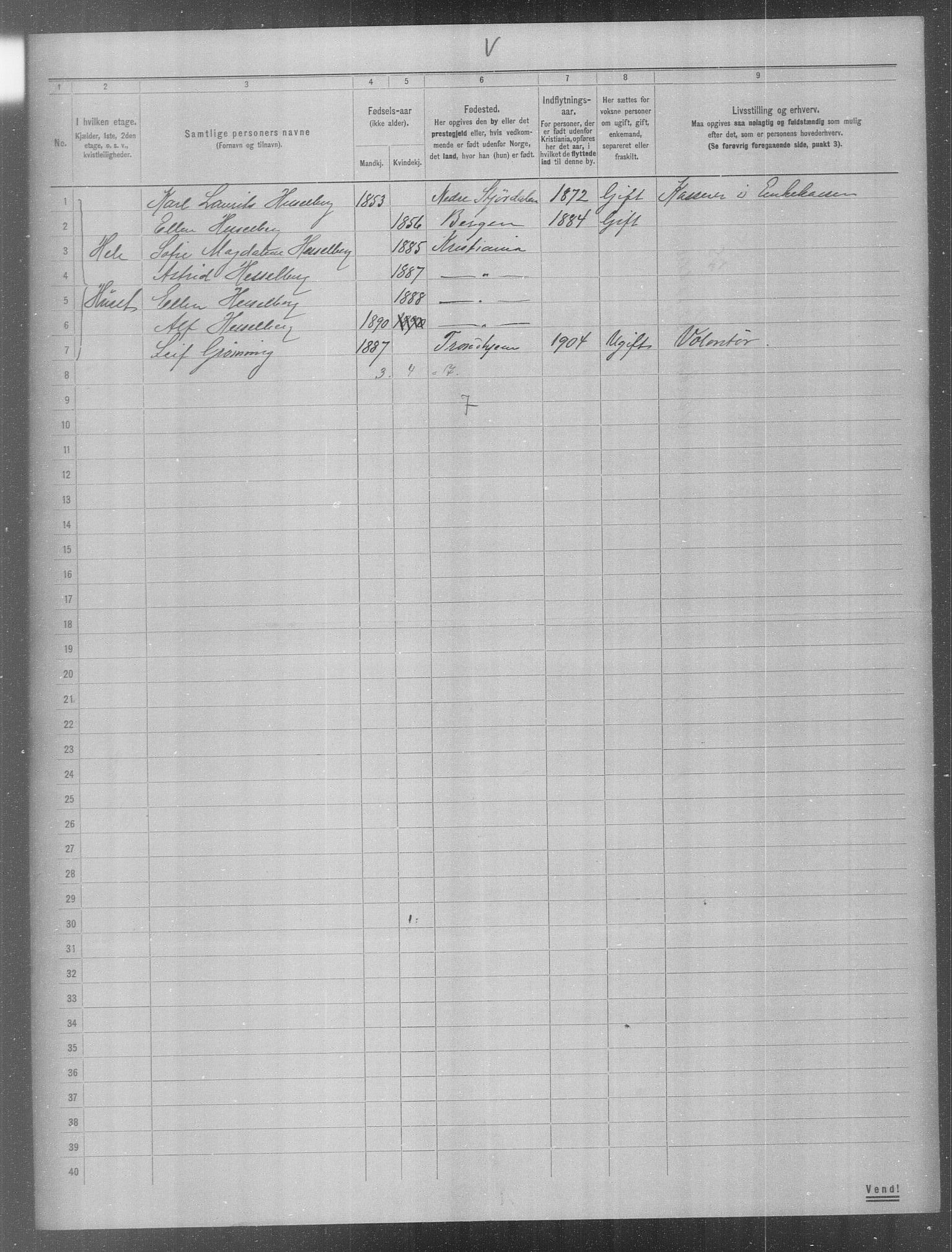 OBA, Municipal Census 1904 for Kristiania, 1904, p. 455