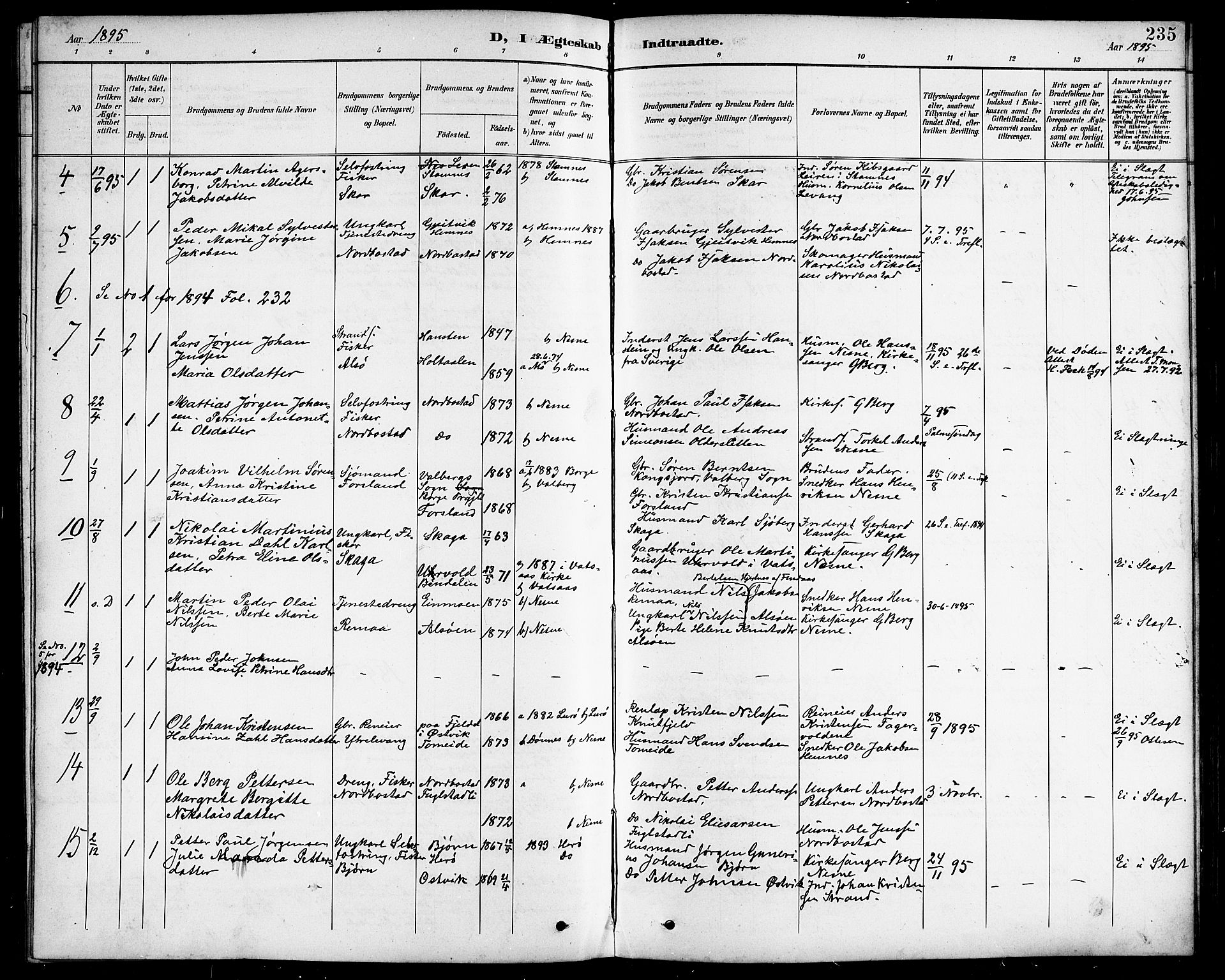 Ministerialprotokoller, klokkerbøker og fødselsregistre - Nordland, AV/SAT-A-1459/838/L0559: Parish register (copy) no. 838C06, 1893-1910, p. 235