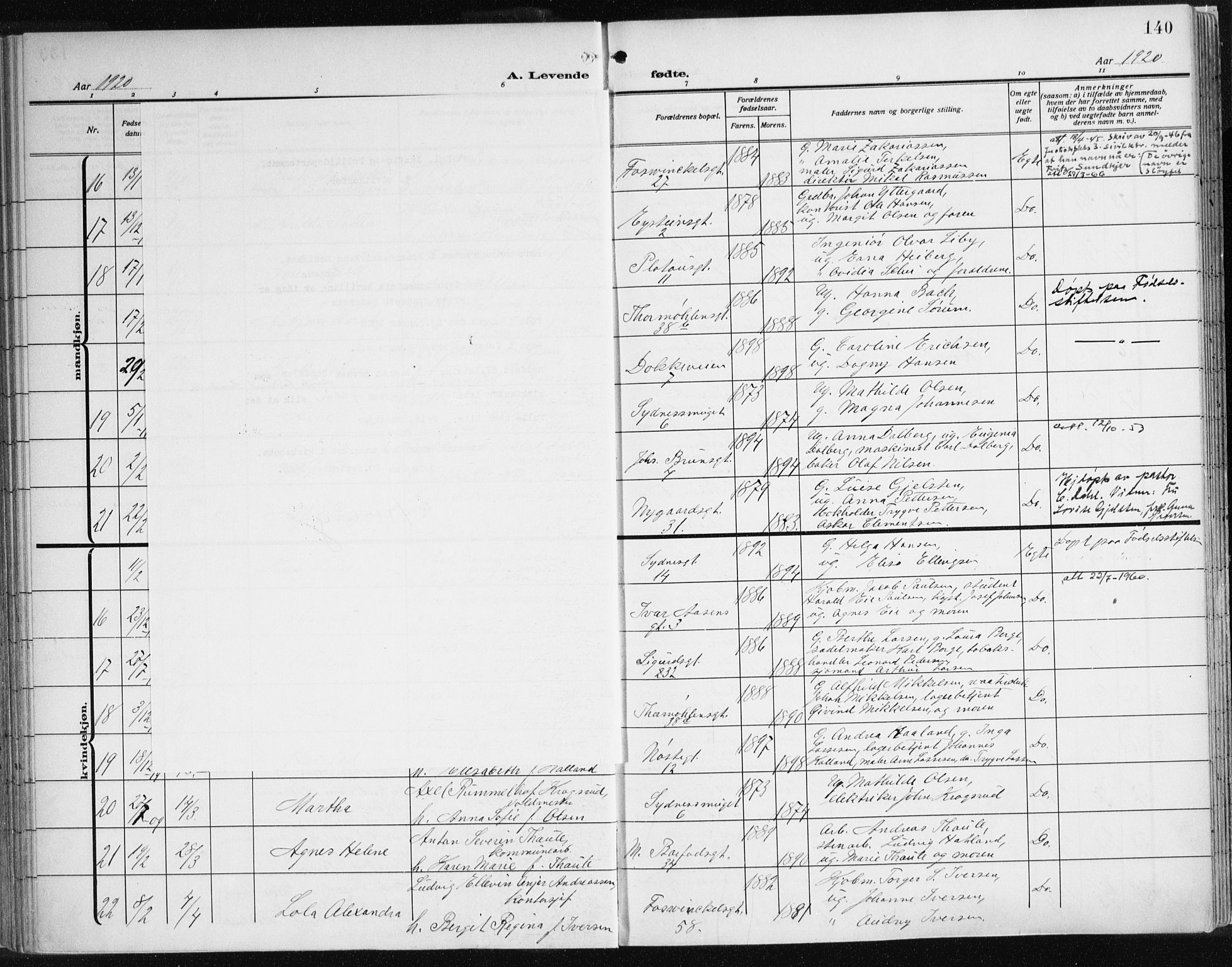 Johanneskirken sokneprestembete, AV/SAB-A-76001/H/Haa: Parish register (official) no. A 3, 1913-1934, p. 140