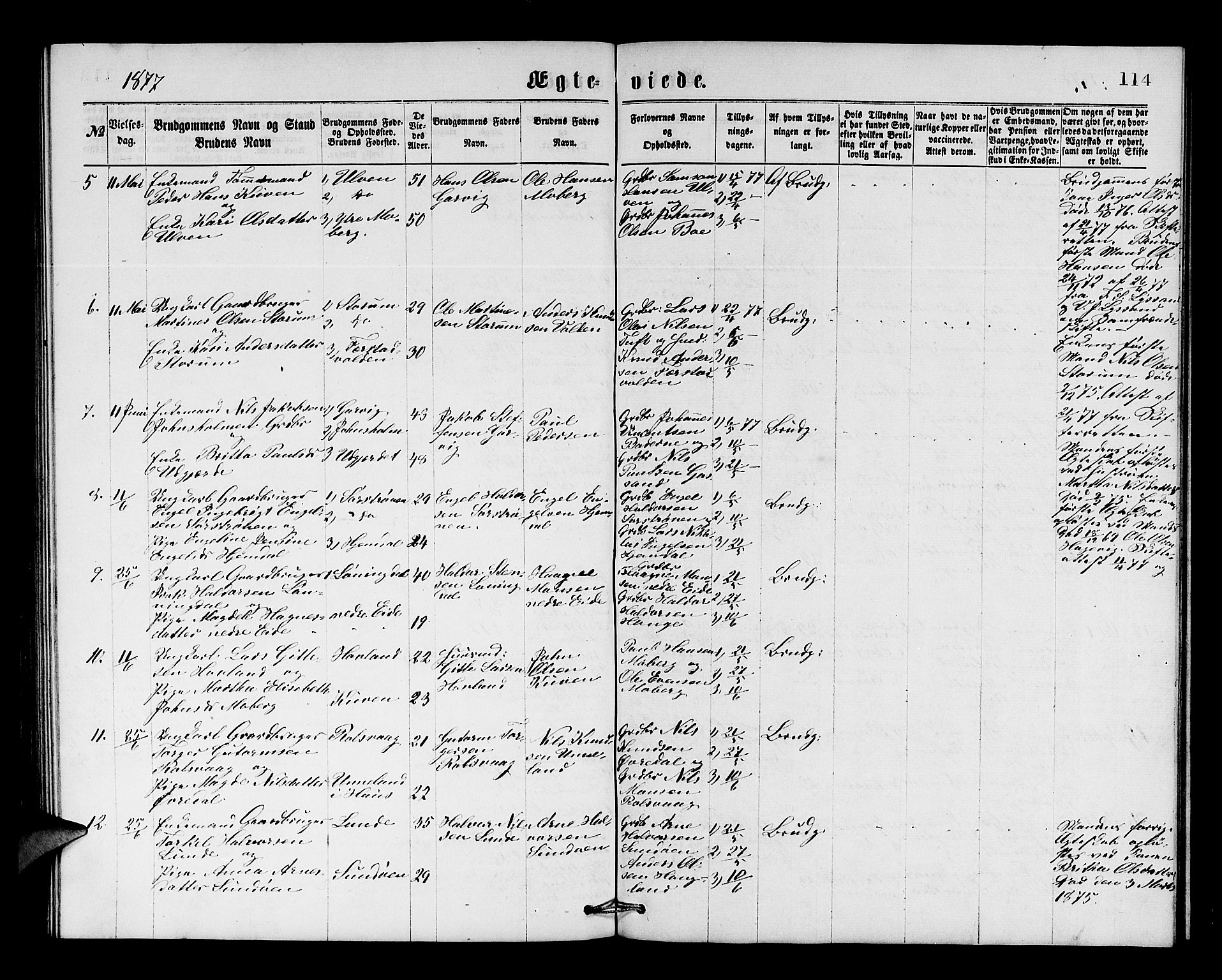 Os sokneprestembete, AV/SAB-A-99929: Parish register (copy) no. A 1, 1869-1879, p. 114