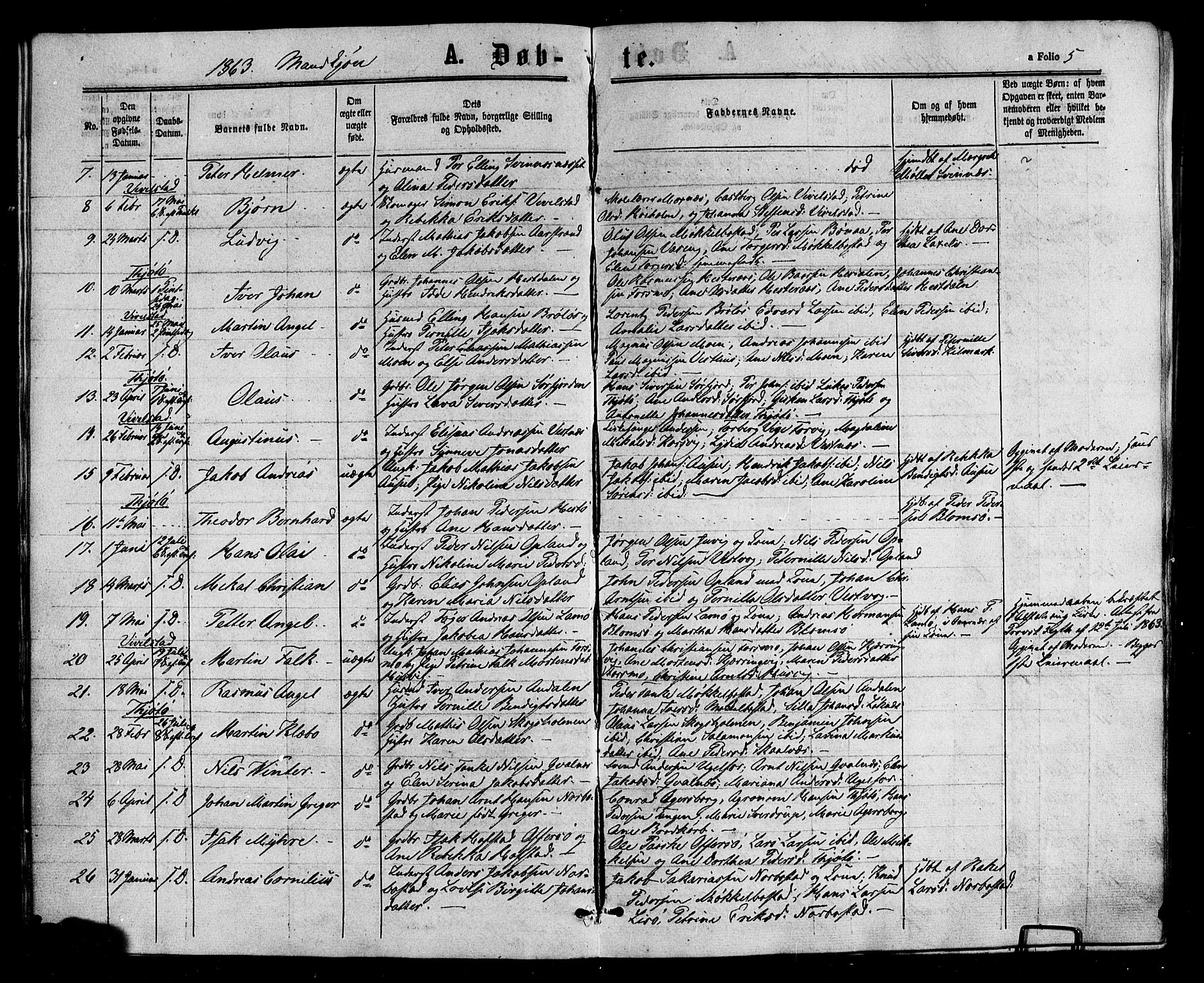 Ministerialprotokoller, klokkerbøker og fødselsregistre - Nordland, AV/SAT-A-1459/817/L0262: Parish register (official) no. 817A03/ 1, 1862-1877, p. 5