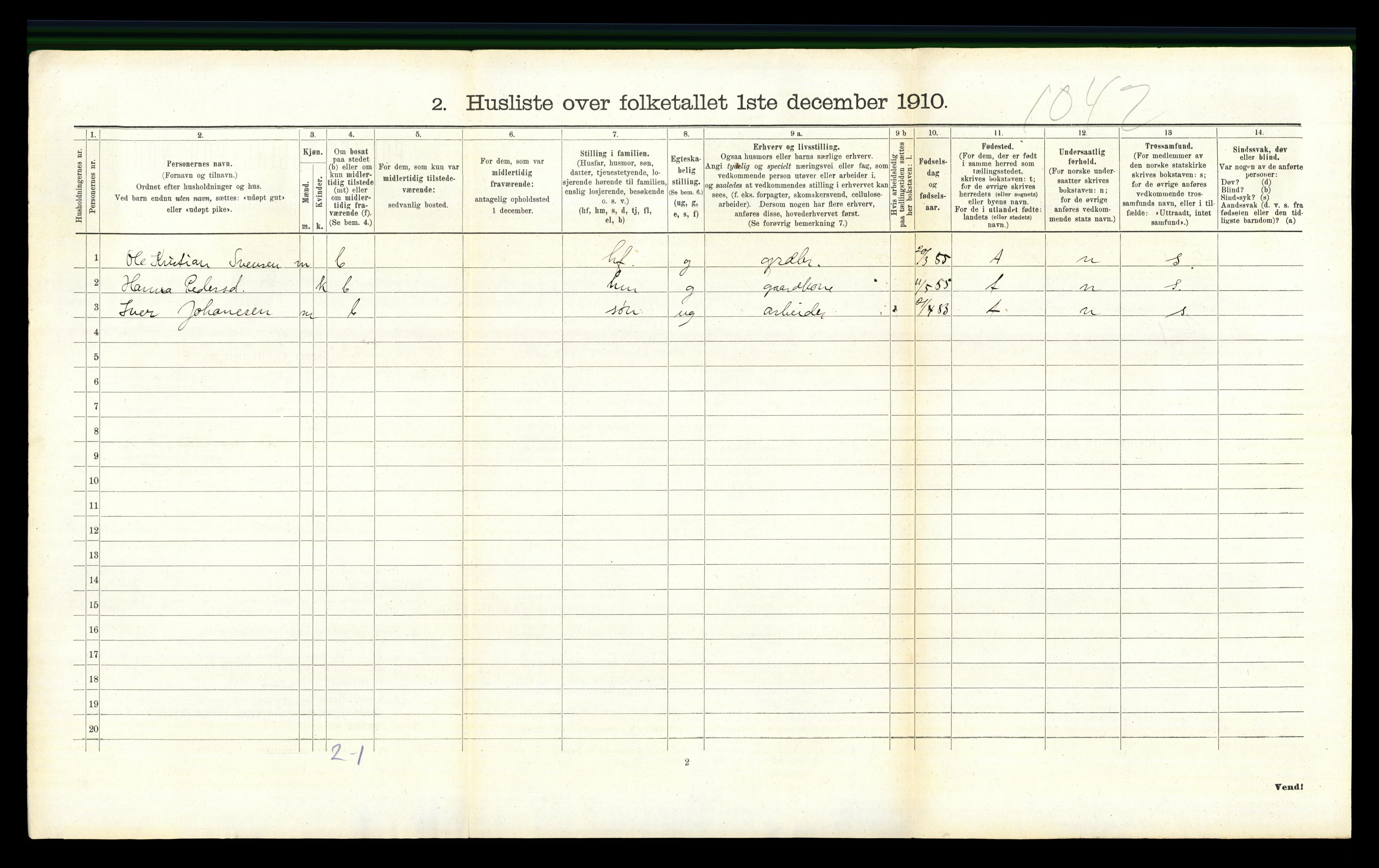 RA, 1910 census for Nordre Land, 1910, p. 456