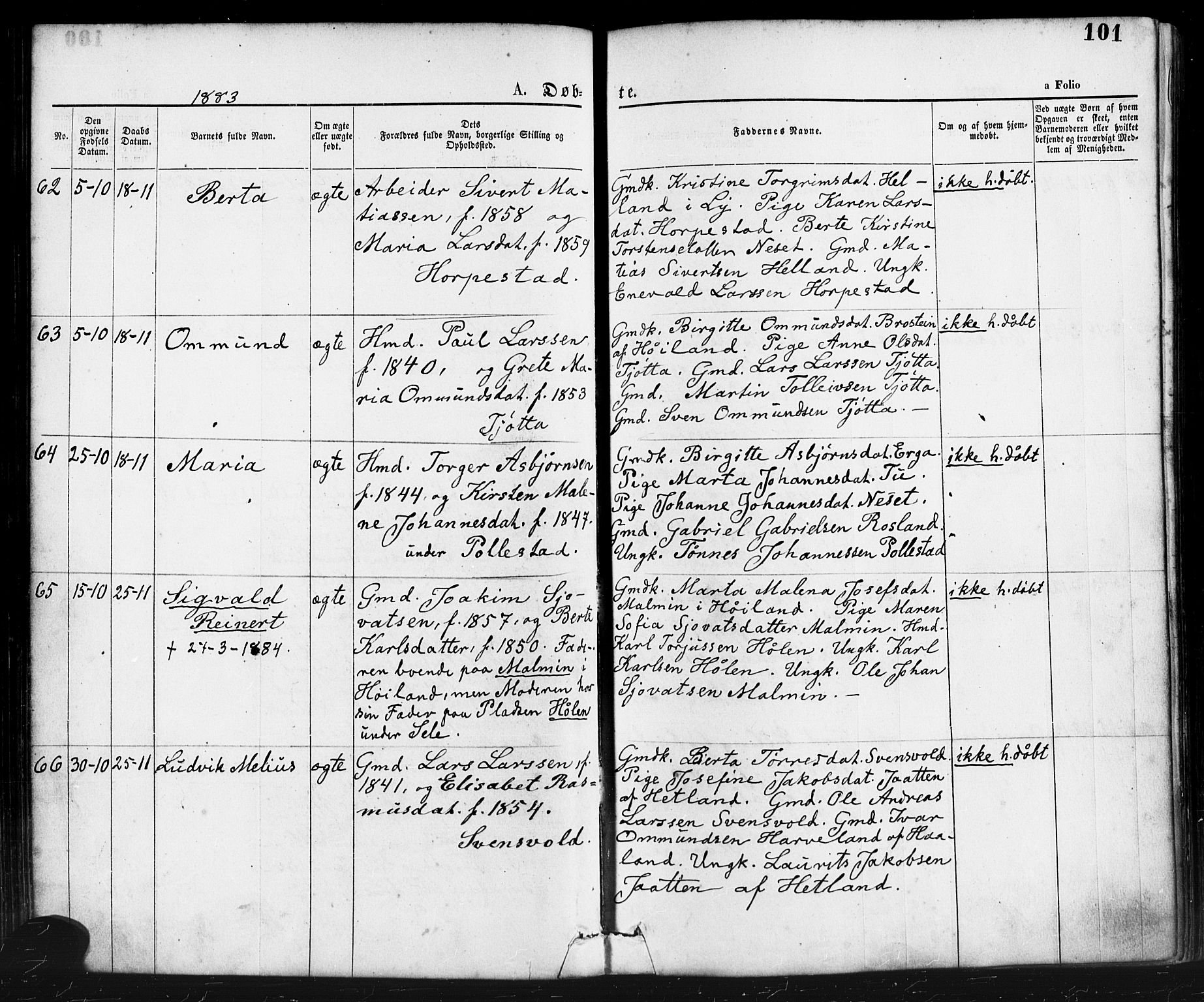 Klepp sokneprestkontor, AV/SAST-A-101803/001/3/30BA/L0006: Parish register (official) no. A 6, 1871-1885, p. 101