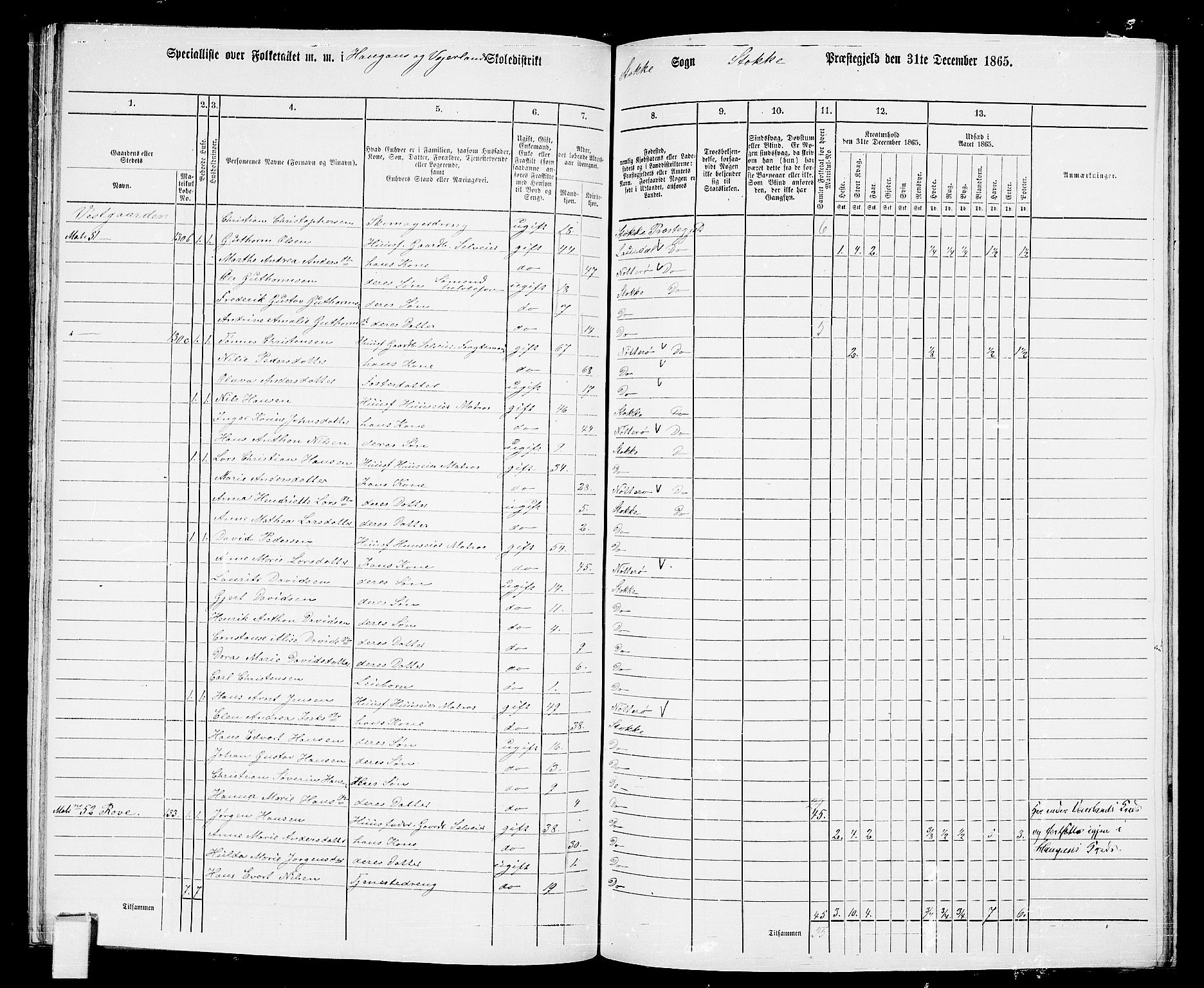 RA, 1865 census for Stokke, 1865, p. 103