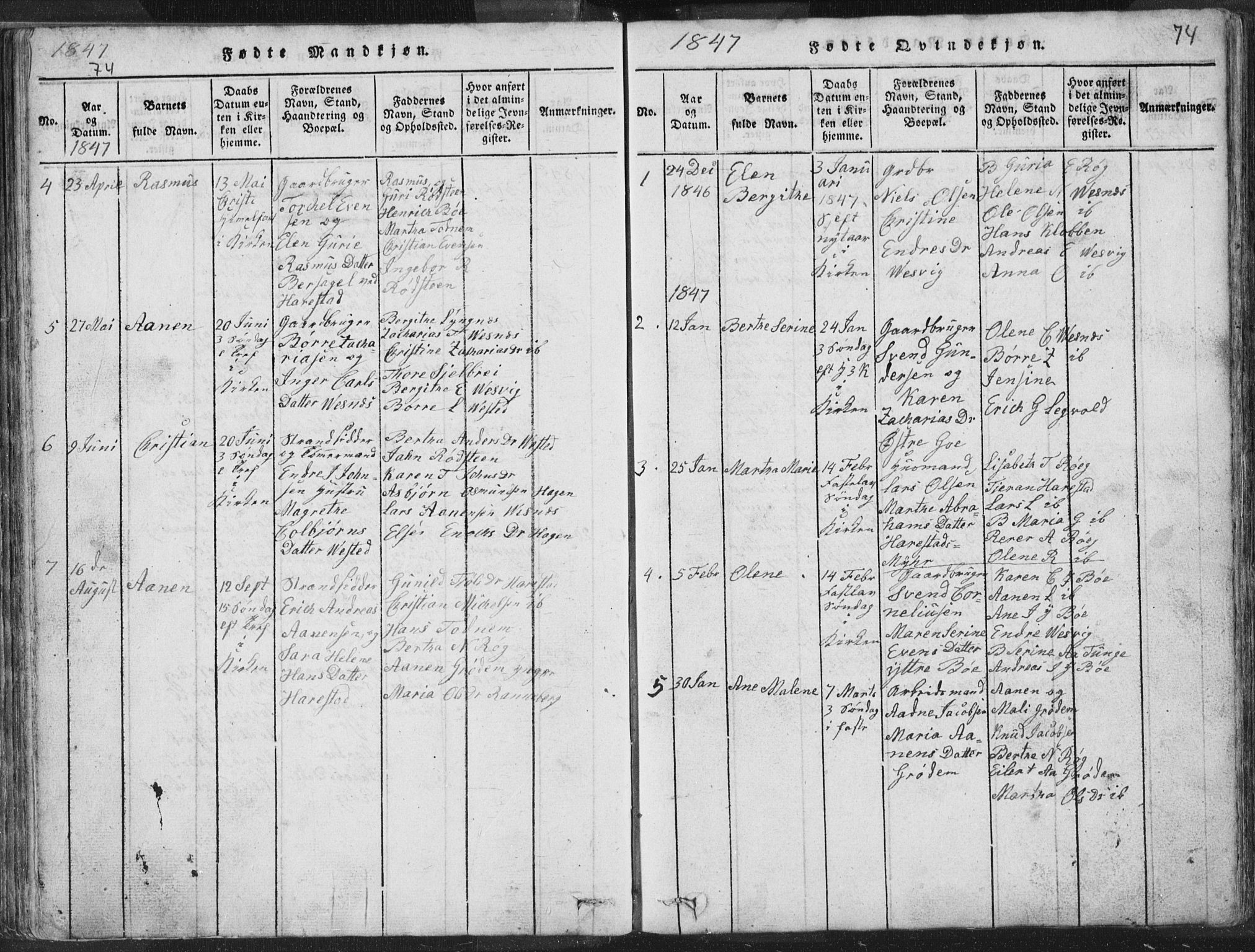 Hetland sokneprestkontor, AV/SAST-A-101826/30/30BA/L0001: Parish register (official) no. A 1, 1816-1856, p. 74