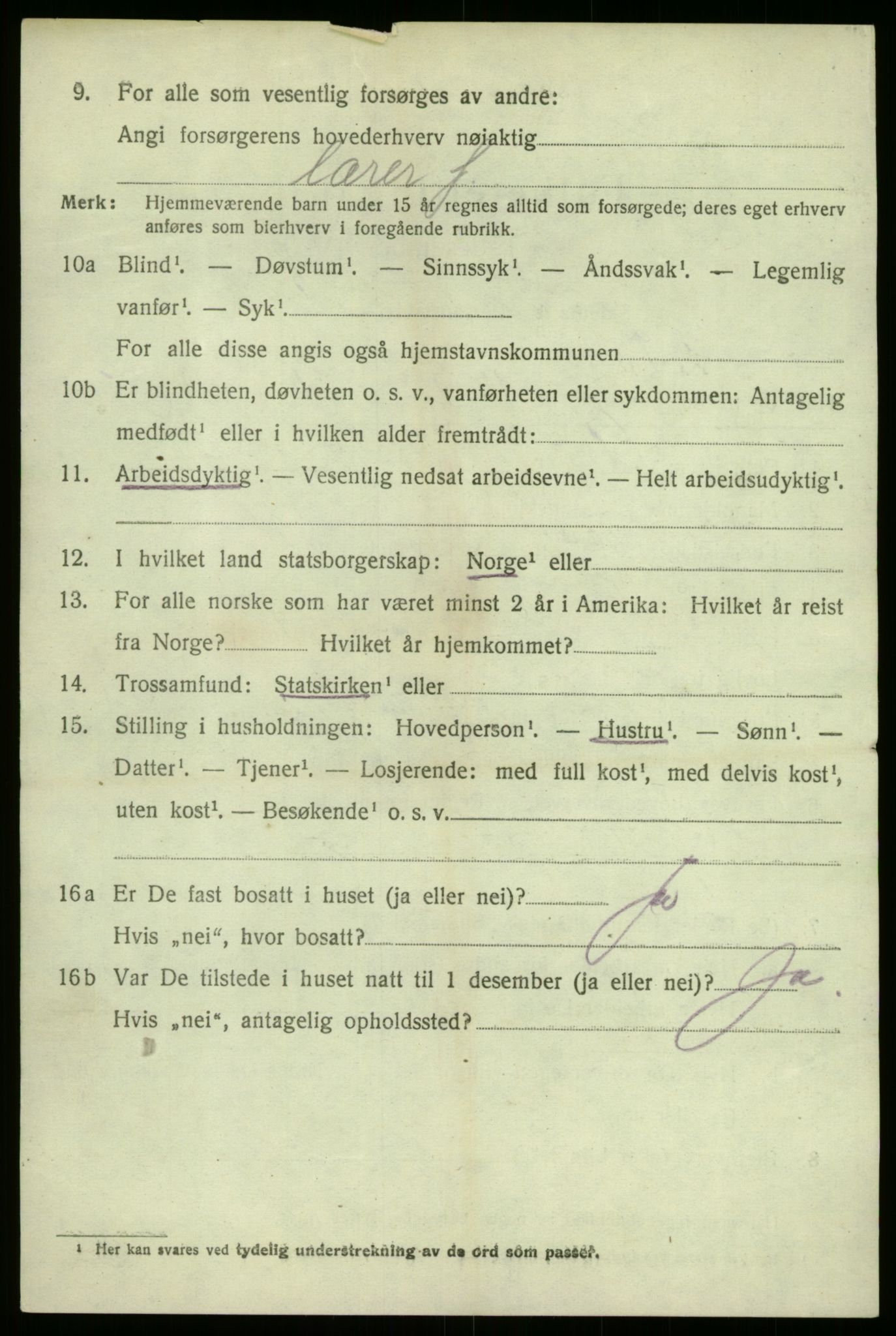 SAB, 1920 census for Kyrkjebø, 1920, p. 2916